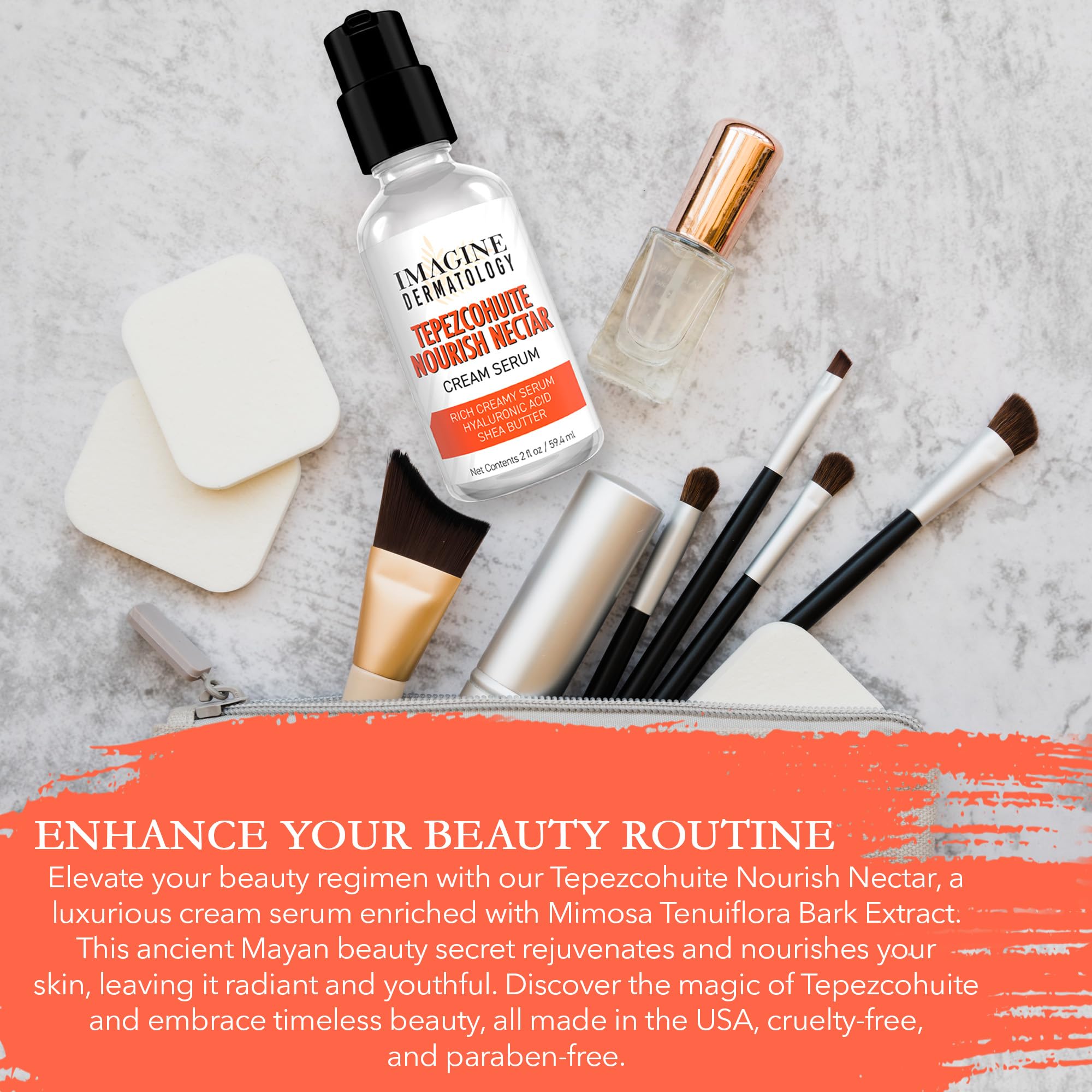 Imagine Dermatology Tepezcohuite Nourish Nectar Serum – Unscented Hyaluronic Cream + Shea Butter, Made in USA