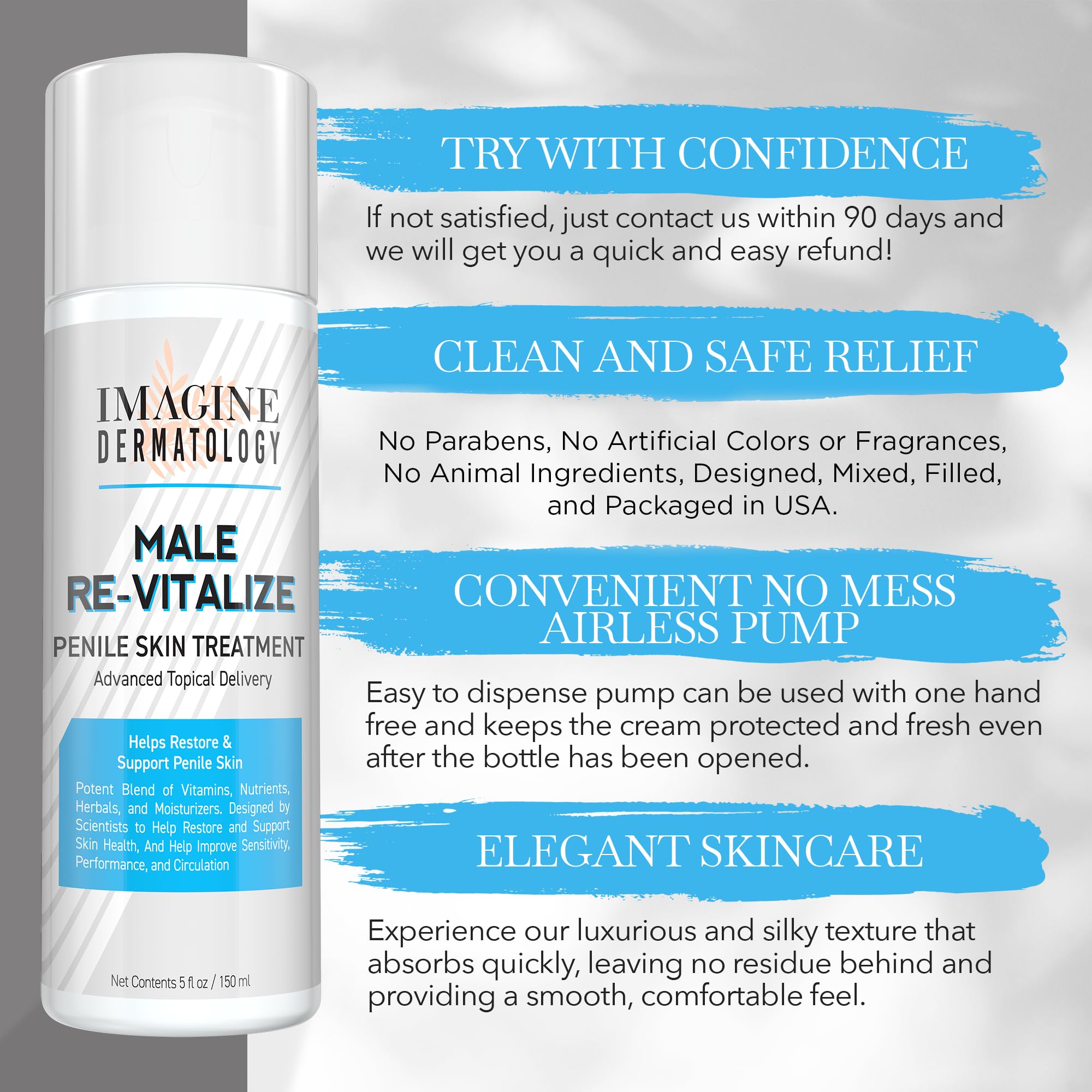 Imagine Dermatology Male Re-Vitalize Penile Health Cream – Soothing, Restorative Moisturizer 5oz