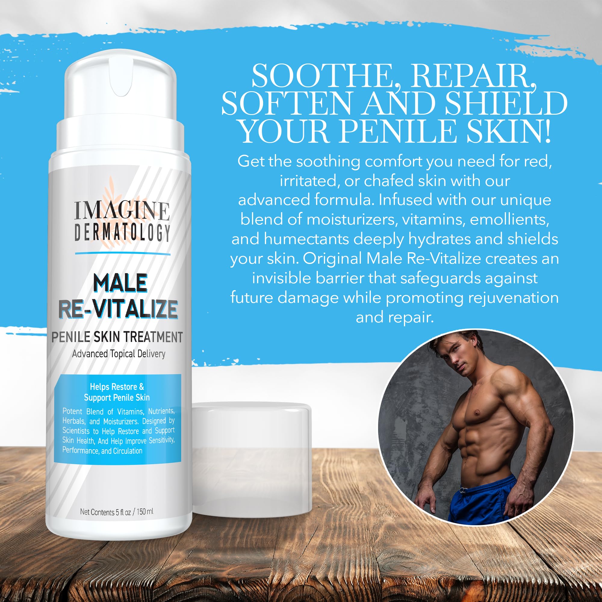 Imagine Dermatology Male Re-Vitalize Penile Health Cream – Soothing, Restorative Moisturizer 5oz