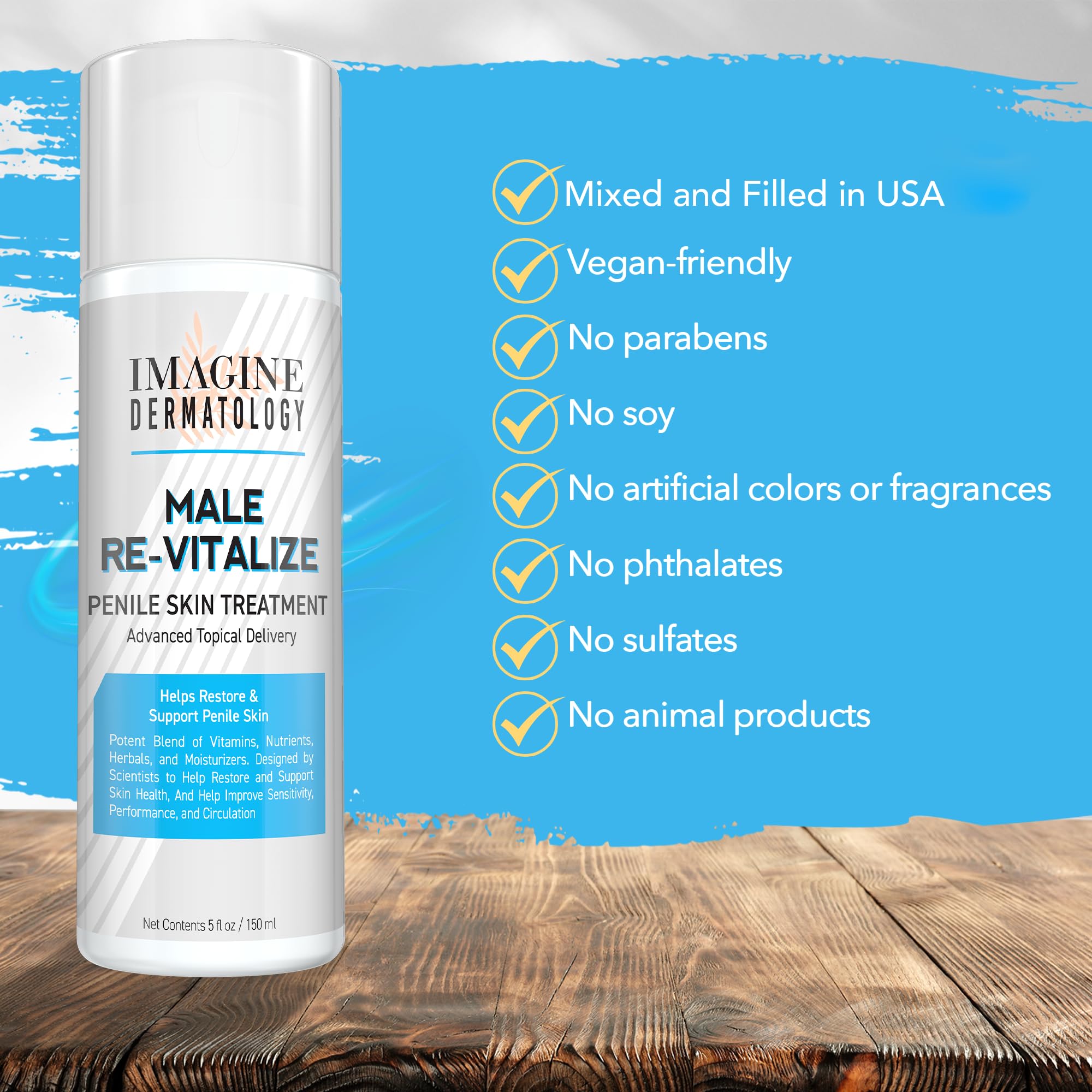 Imagine Dermatology Male Re-Vitalize Penile Health Cream – Soothing, Restorative Moisturizer 5oz