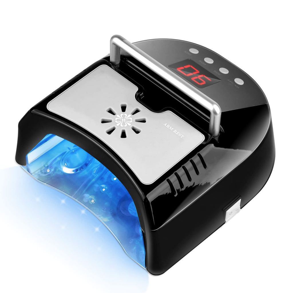 IMENE 72W Professional UV LED Nail Lamp – Cordless Rechargeable Nail Dryer with Fan (Black)