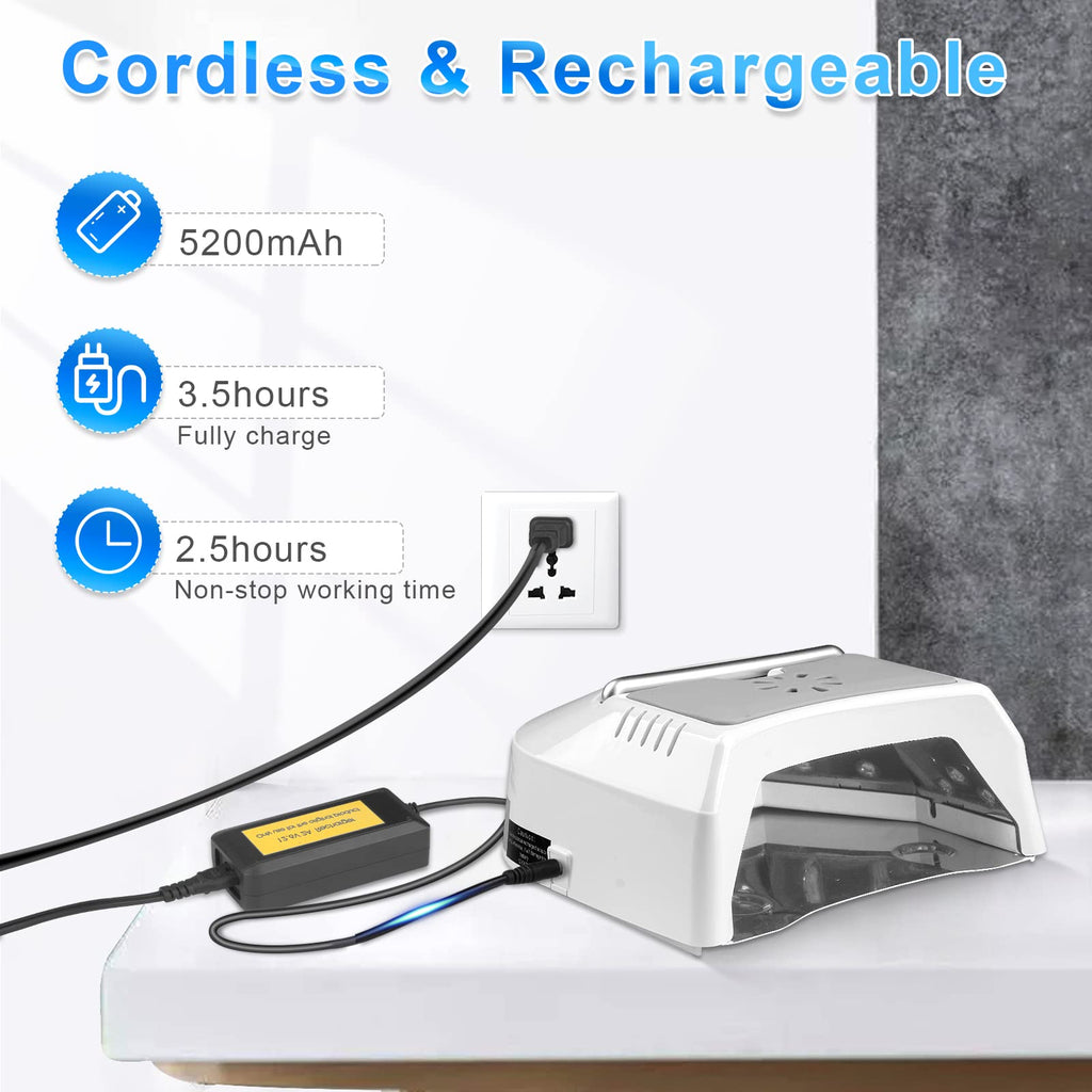 IMENE 72W Cordless UV LED Nail Lamp with Fan – Rechargeable Gel Nail Dryer (White)