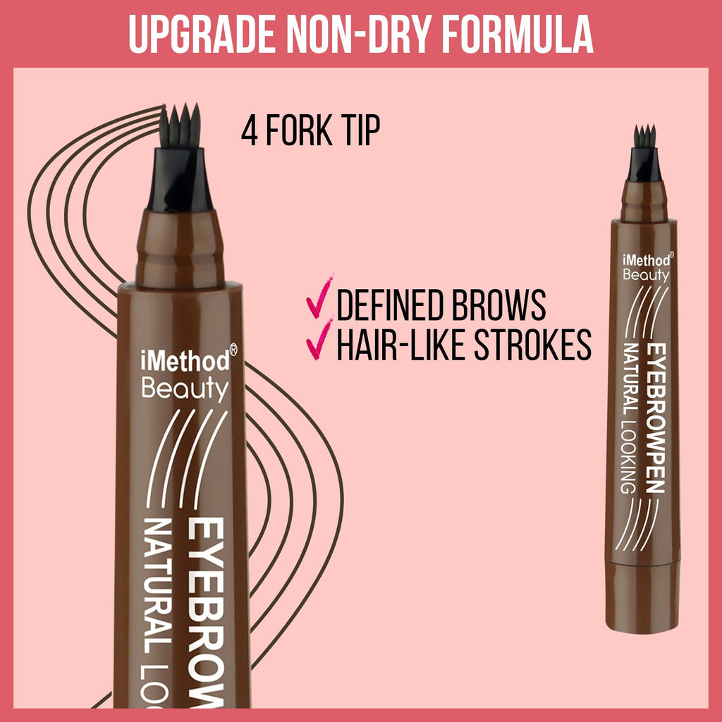 iMethod Eyebrow Pen with 4 Fork Tip – Natural Hair-Like Brows, Waterproof & All-Day Wear