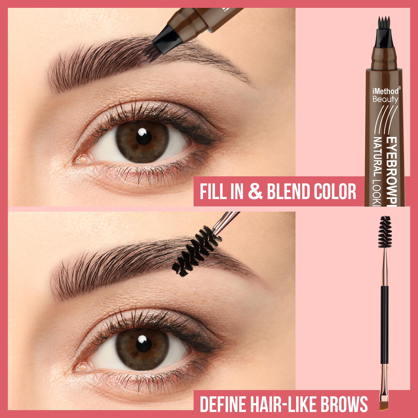 iMethod Eyebrow Pen with 4 Fork Tip – Natural Hair-Like Brows, Waterproof & All-Day Wear