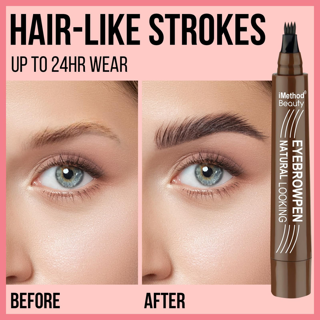 iMethod Microblading Eyebrow Pen – 4-Fork Tip, Waterproof, 24h Wear, 7 Shades