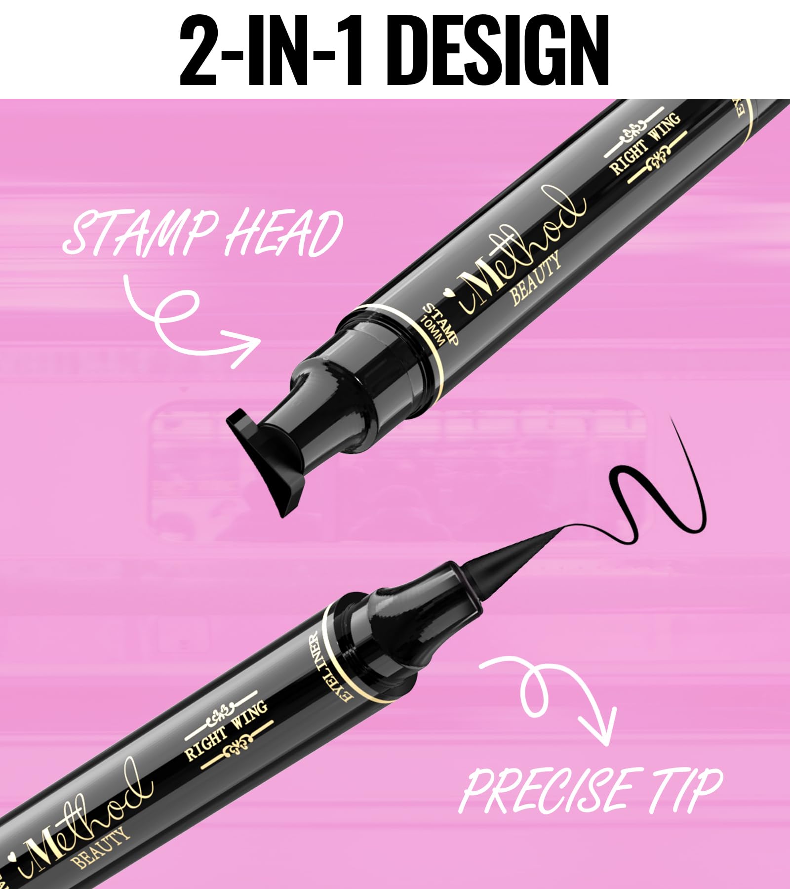iMethod Winged Eyeliner Stamp - 2 Pens, Waterproof & Smudge-Proof, 10 mm Wing