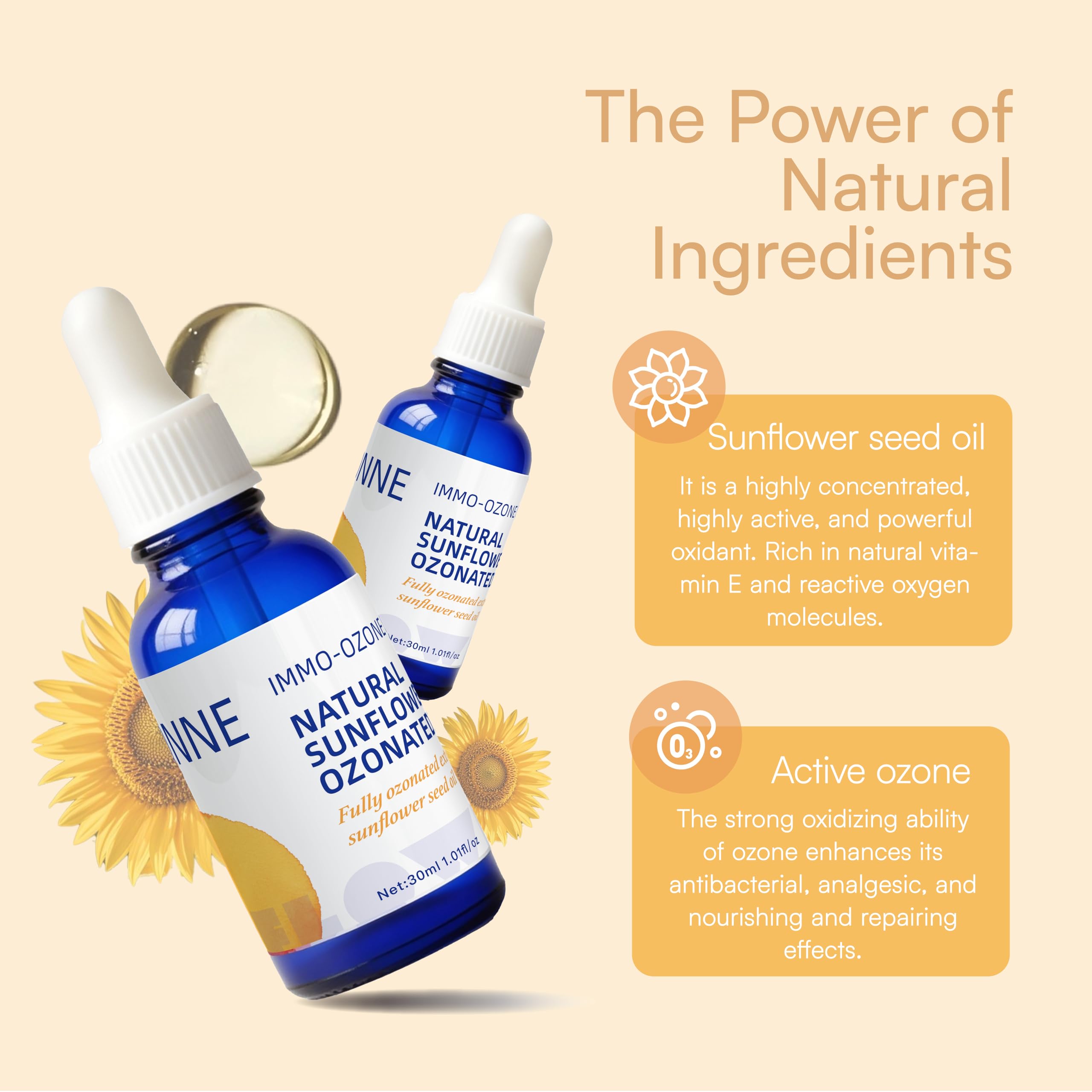IMMO Ozonated Sunflower Oil – Pure Organic O3 Therapy for Face & Body (30 mL) | IMMOONNE