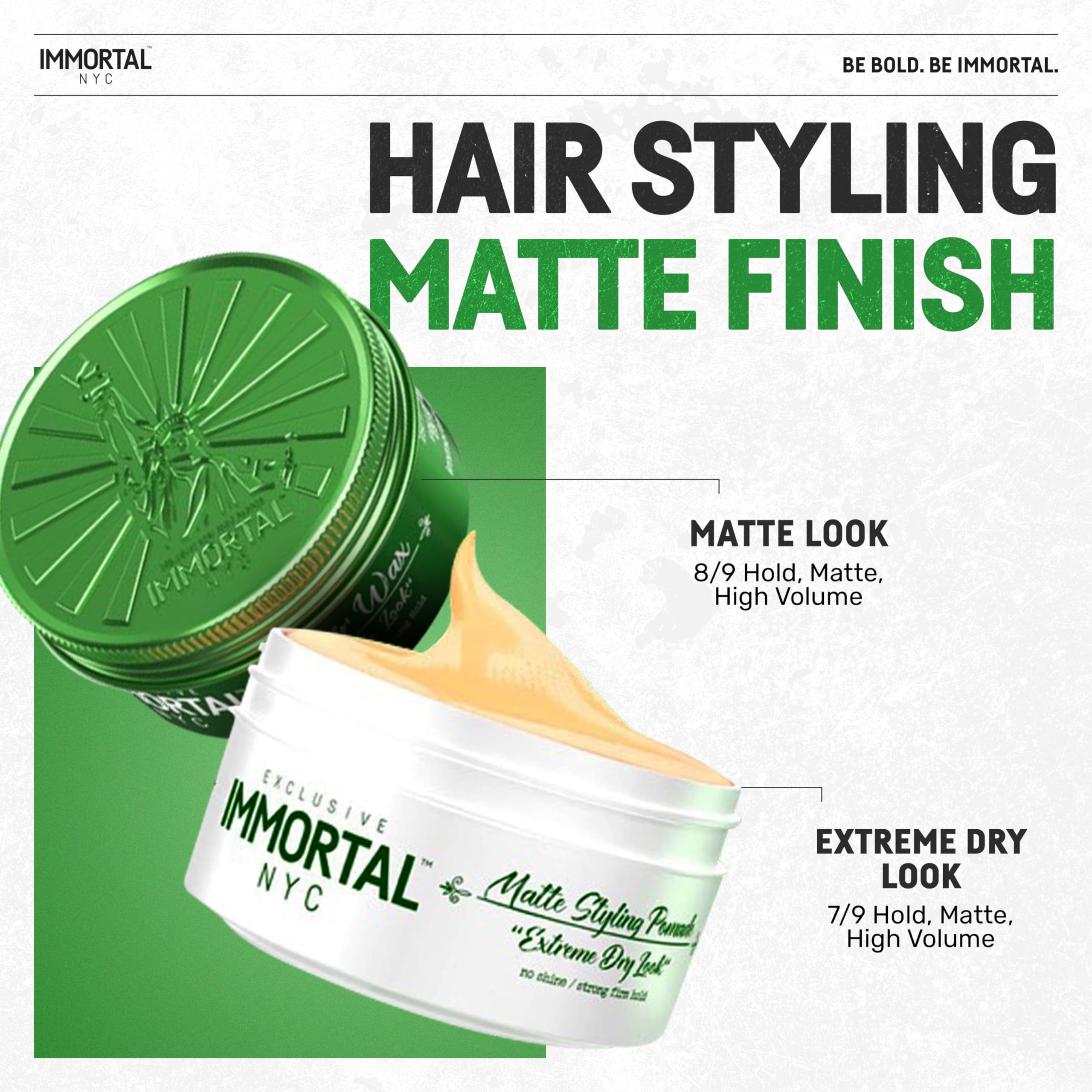 Immortal NYC Matte Look Hair Wax – Strong Hold, Matte Finish, Natural Look
