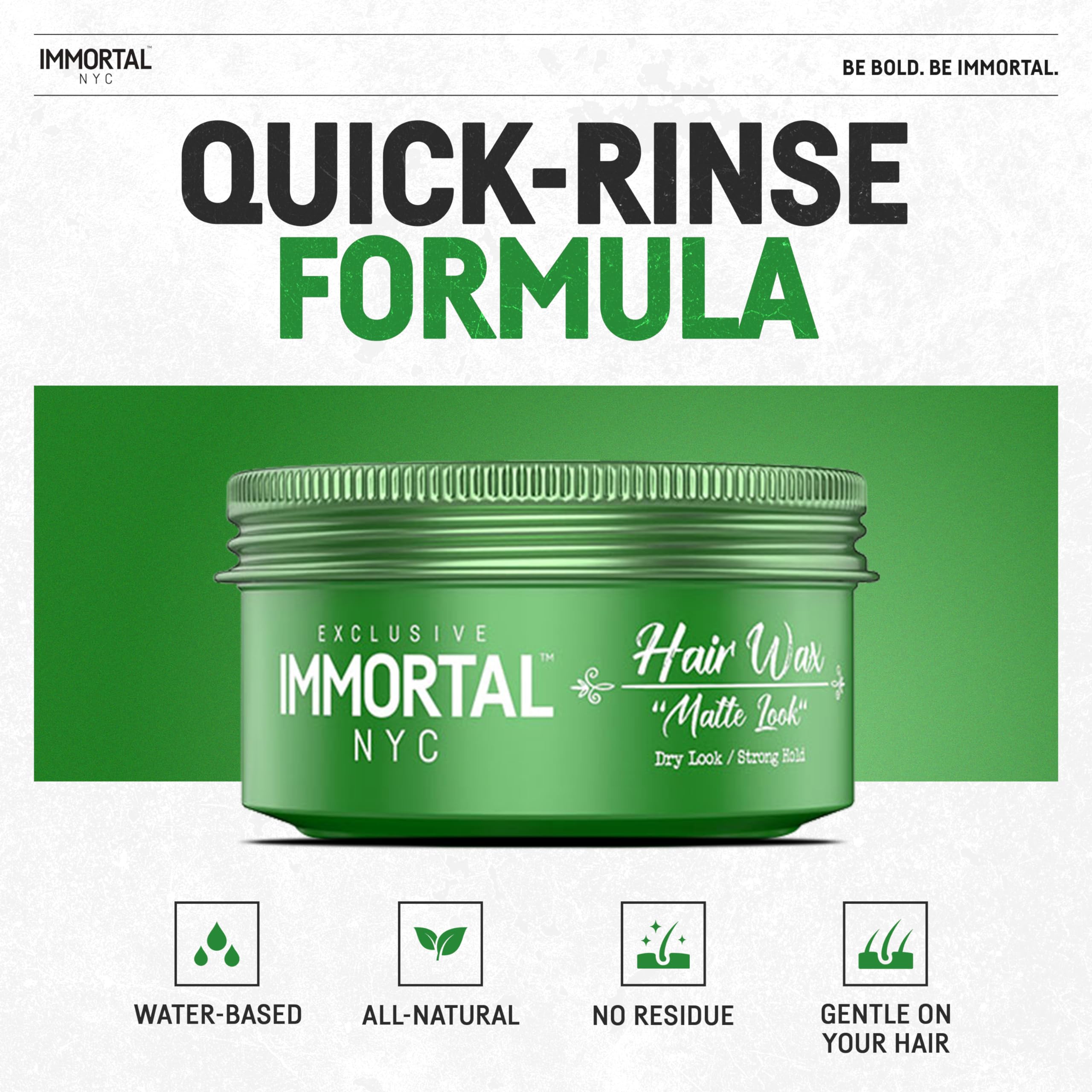 Immortal NYC Matte Look Hair Wax – Strong Hold, Matte Finish, Natural Look