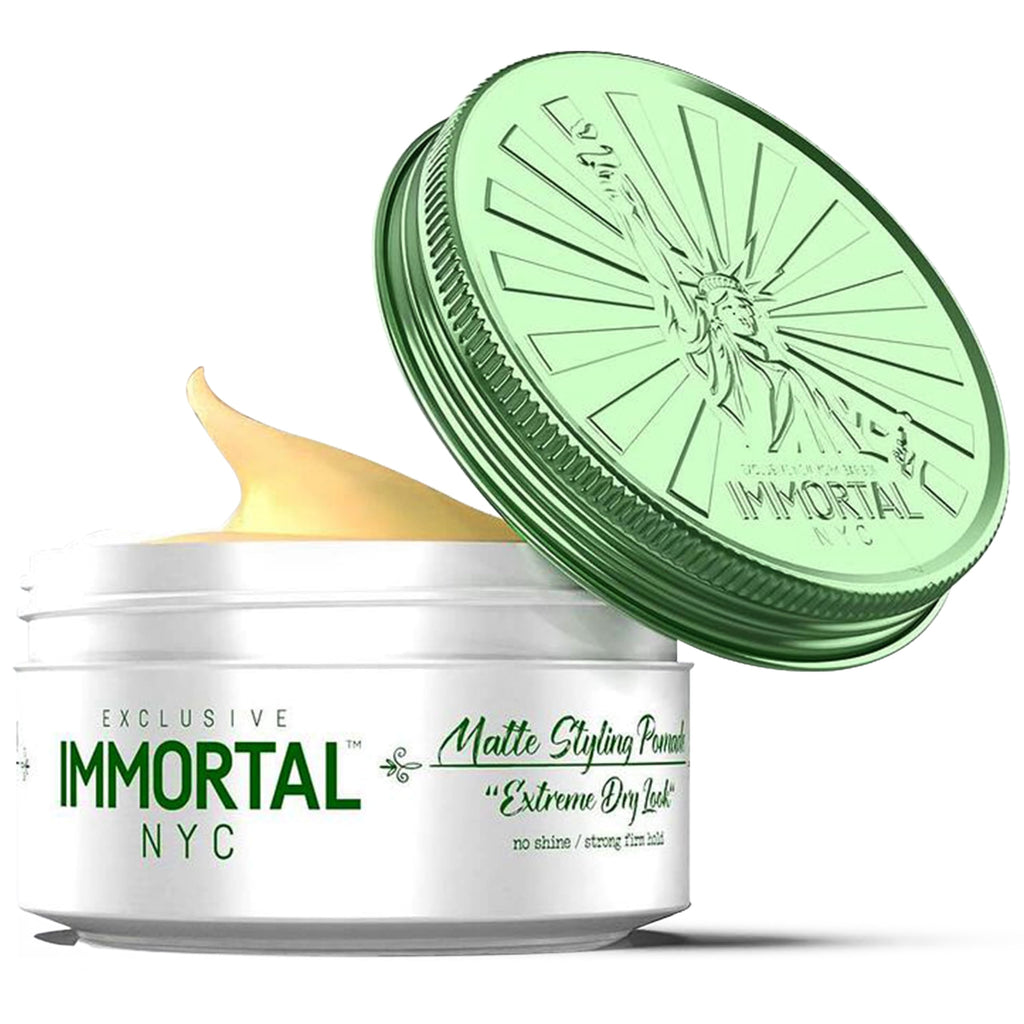 Immortal NYC Matte Styling Extreme Dry Look Pomade – 7/9 Hold, Matte Finish, Water-Based, All-Natural
