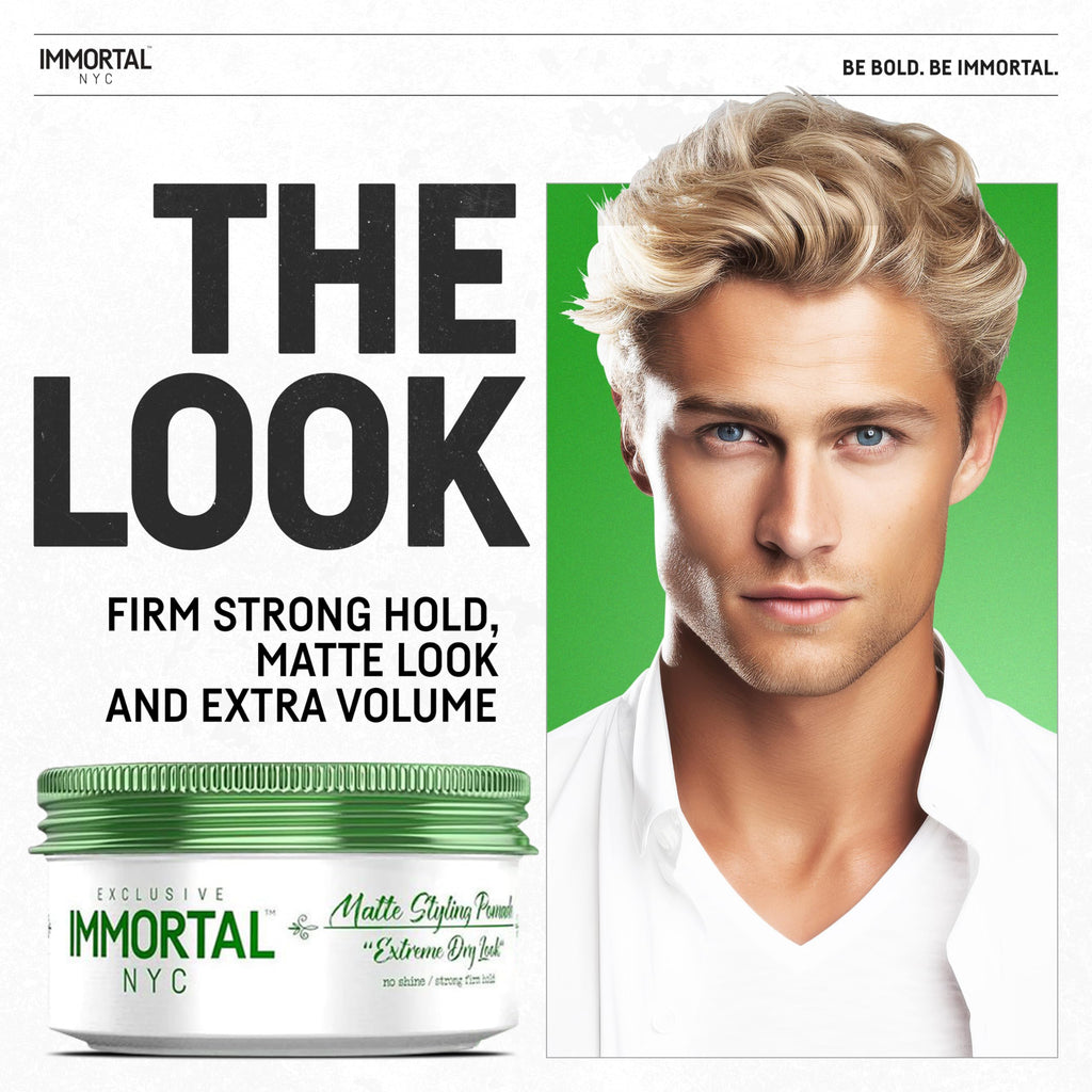 Immortal NYC Matte Styling Extreme Dry Look Pomade – 7/9 Hold, Matte Finish, Water-Based, All-Natural