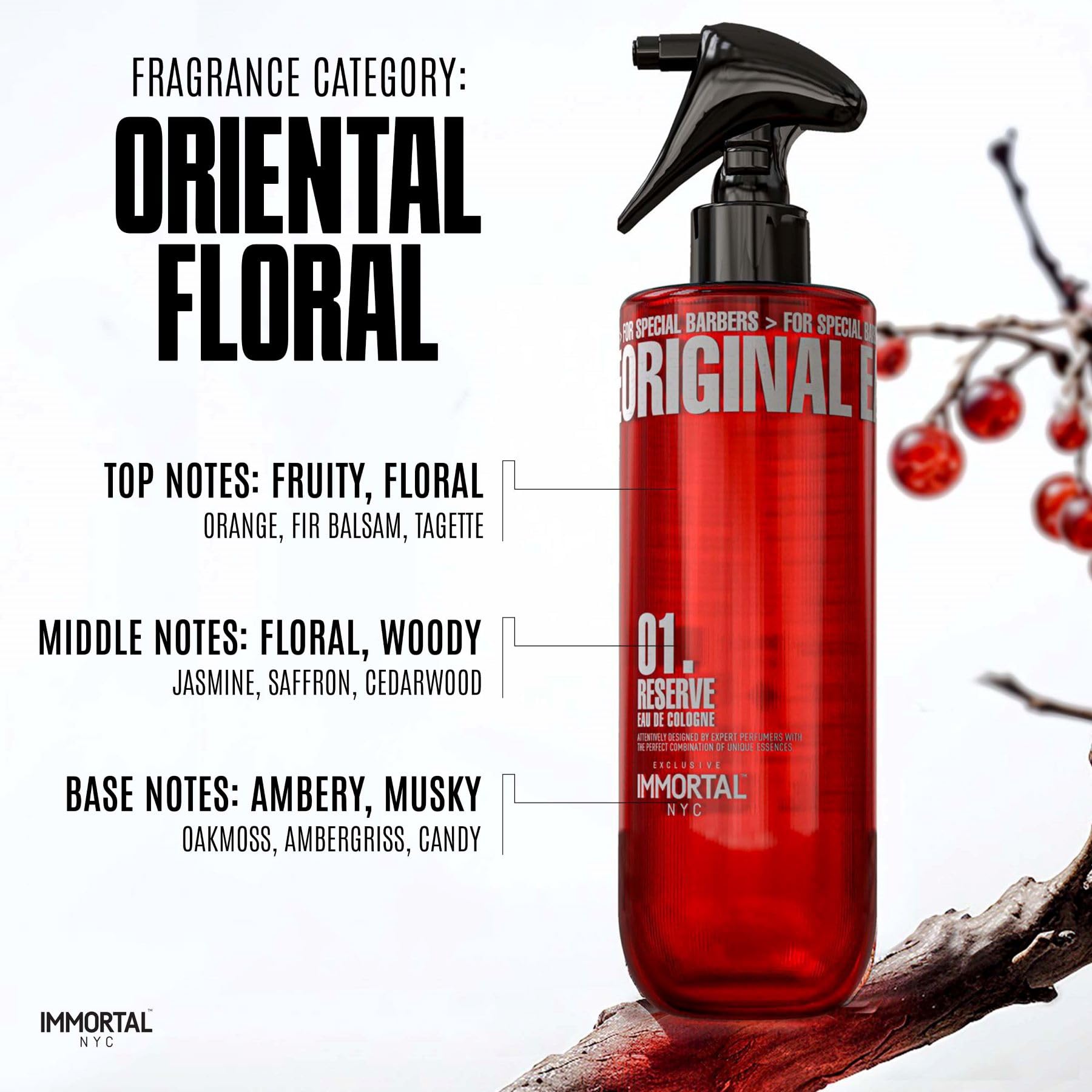 Immortal NYC Reserve 01 After Shave Spray – 17 oz, Signature Jasmine, Woodsy Amber
