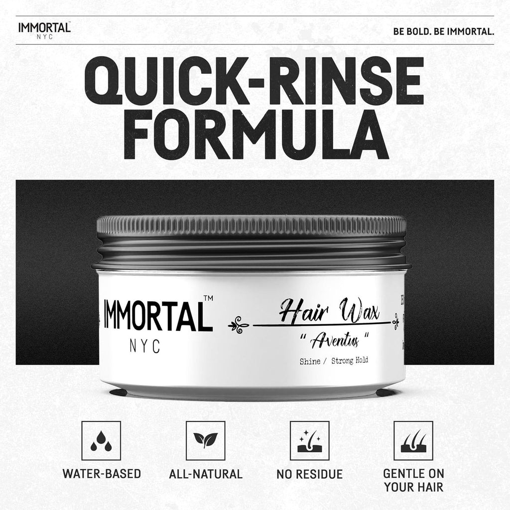 Immortal NYC Aventus Hair Wax – Extra Strong Hold, Low Shine, Water-Based, All Natural