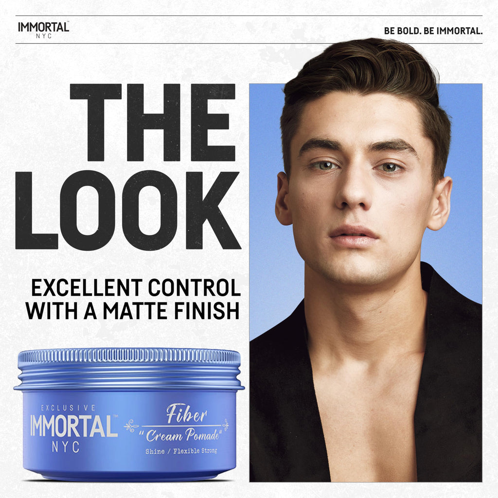 Immortal NYC Fiber Cream Pomade – Flexible Hold, Low Shine, Water-Based Hair Styling for Men