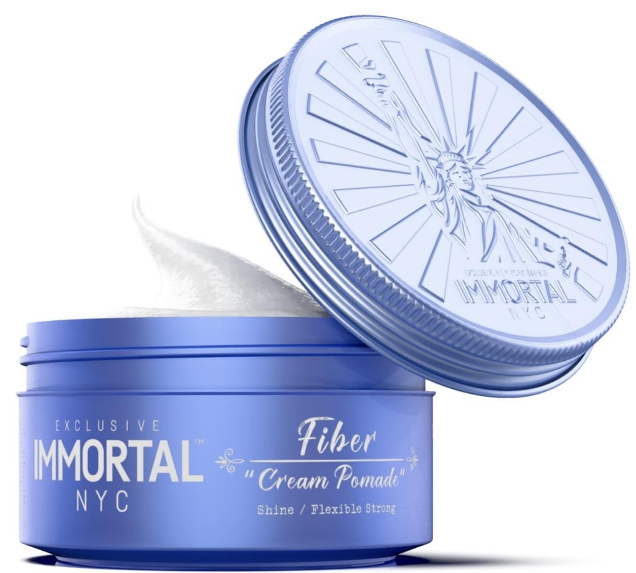 Immortal NYC Fiber Cream Pomade – Flexible Hold, Low Shine, Water-Based Hair Styling for Men
