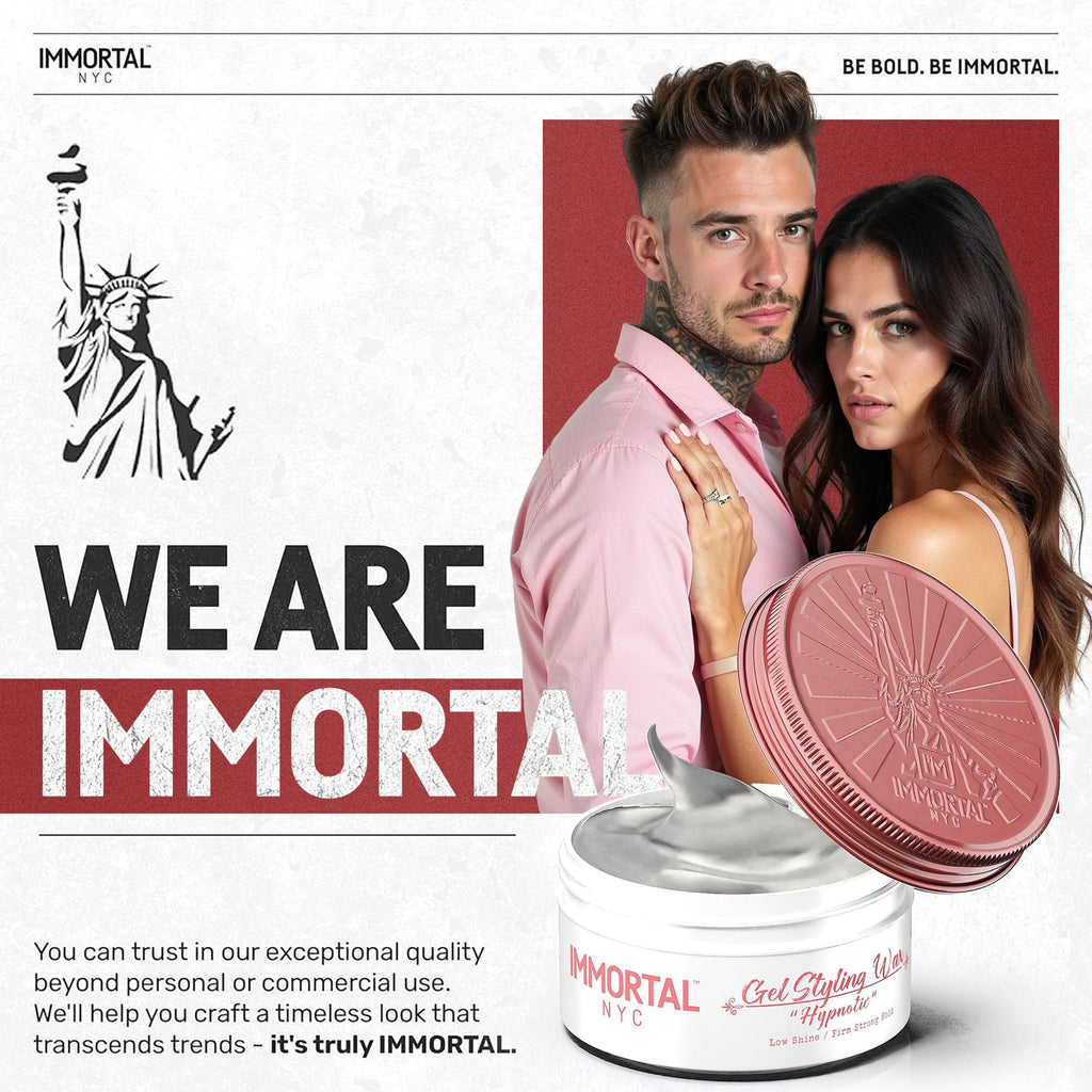 Immortal NYC Hair Gel Styling Wax Hypnotic — Maximum Hold, Low Shine, All-Natural Water-Based Pomade