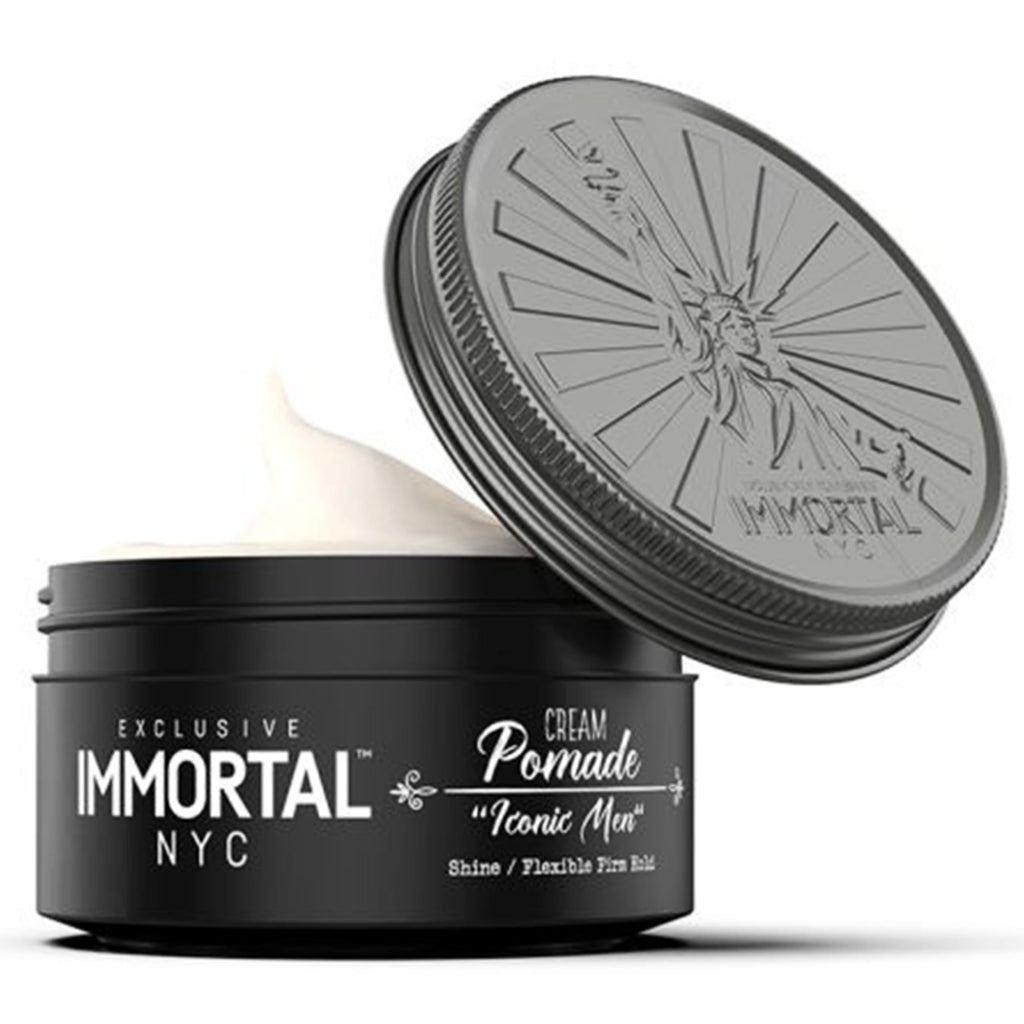 Immortal NYC Iconic Man Cream Pomade | Flexible Medium Hold, Low Shine, All-Natural, Water-Based