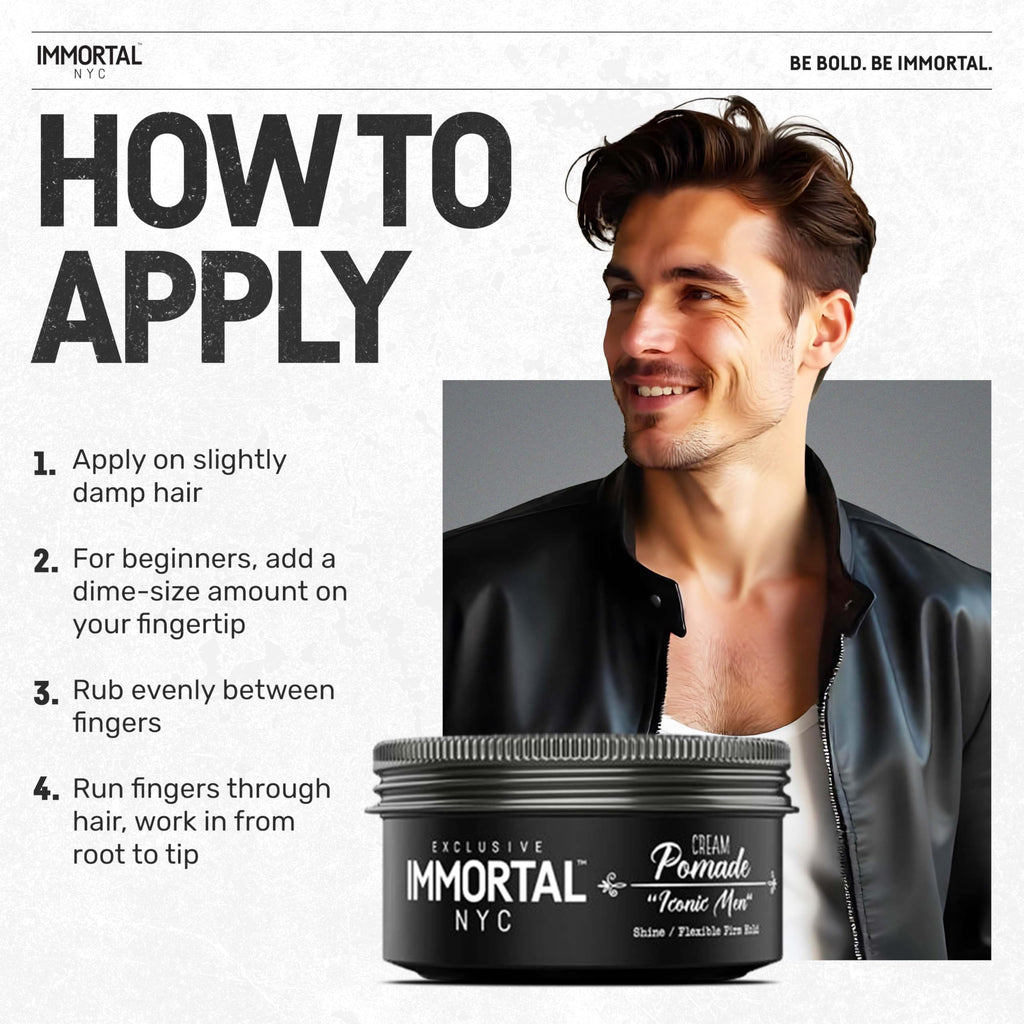 Immortal NYC Iconic Man Cream Pomade | Flexible Medium Hold, Low Shine, All-Natural, Water-Based