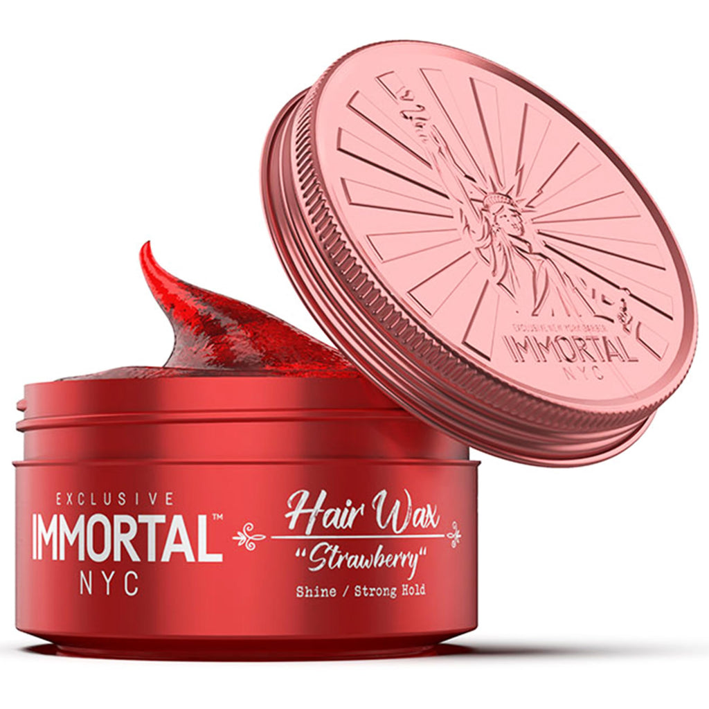 Immortal NYC Strawberry Hair Wax — 8/9 Hold, Maximum Shine | Water-Based, No Residue