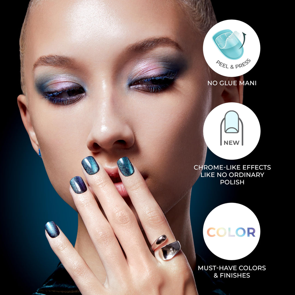 imPRESS No Glue Mani Color FX This City – Dark Red, Short Squoval Nails Kit