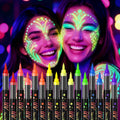 INAFKDPONR 16-Color Luminous Body Painting Kit | UV Neon Face Paint Pens | Washable Skin Tattoo Pen for Parties