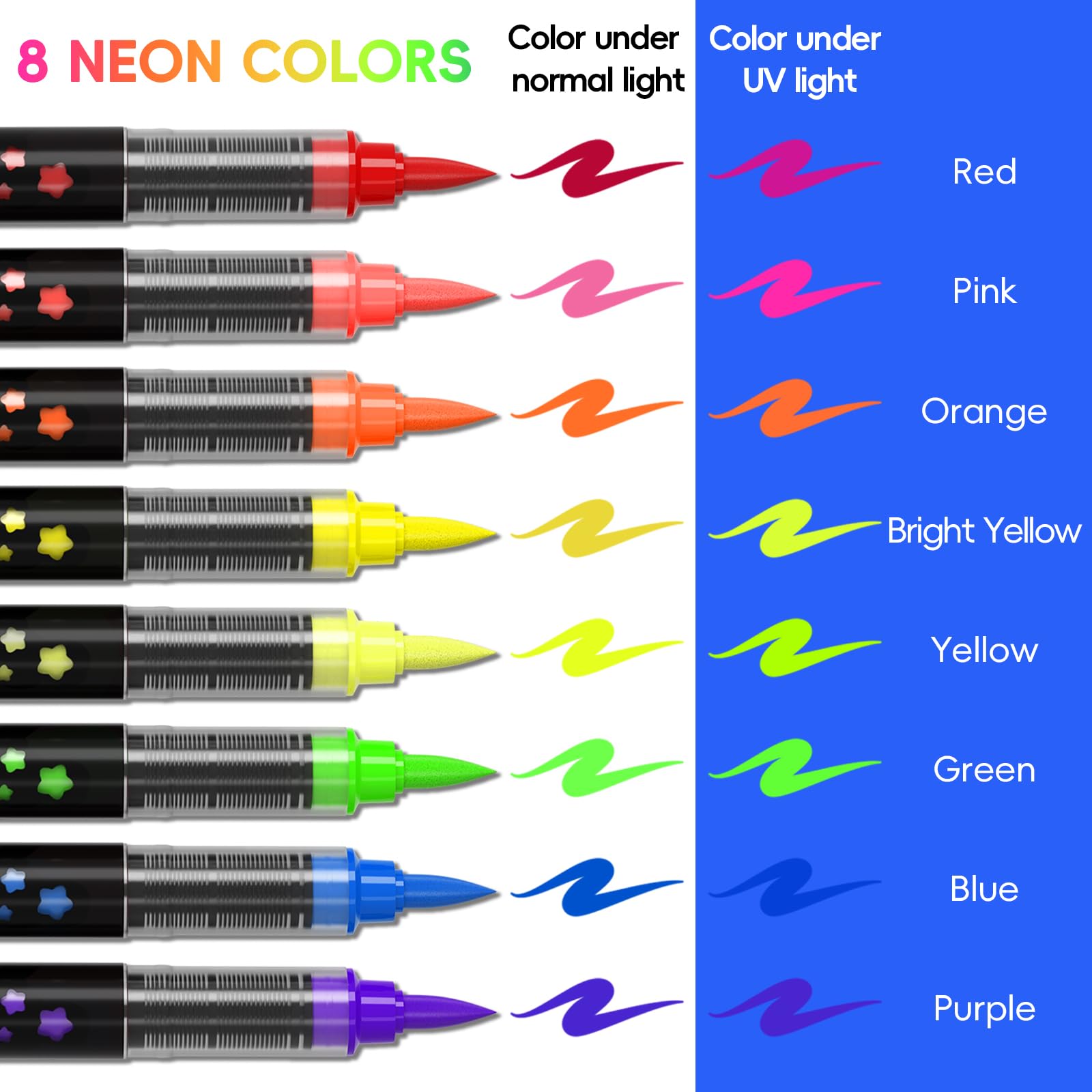 INAFKDPONR 16-Color Luminous Body Painting Kit | UV Neon Face Paint Pens | Washable Skin Tattoo Pen for Parties