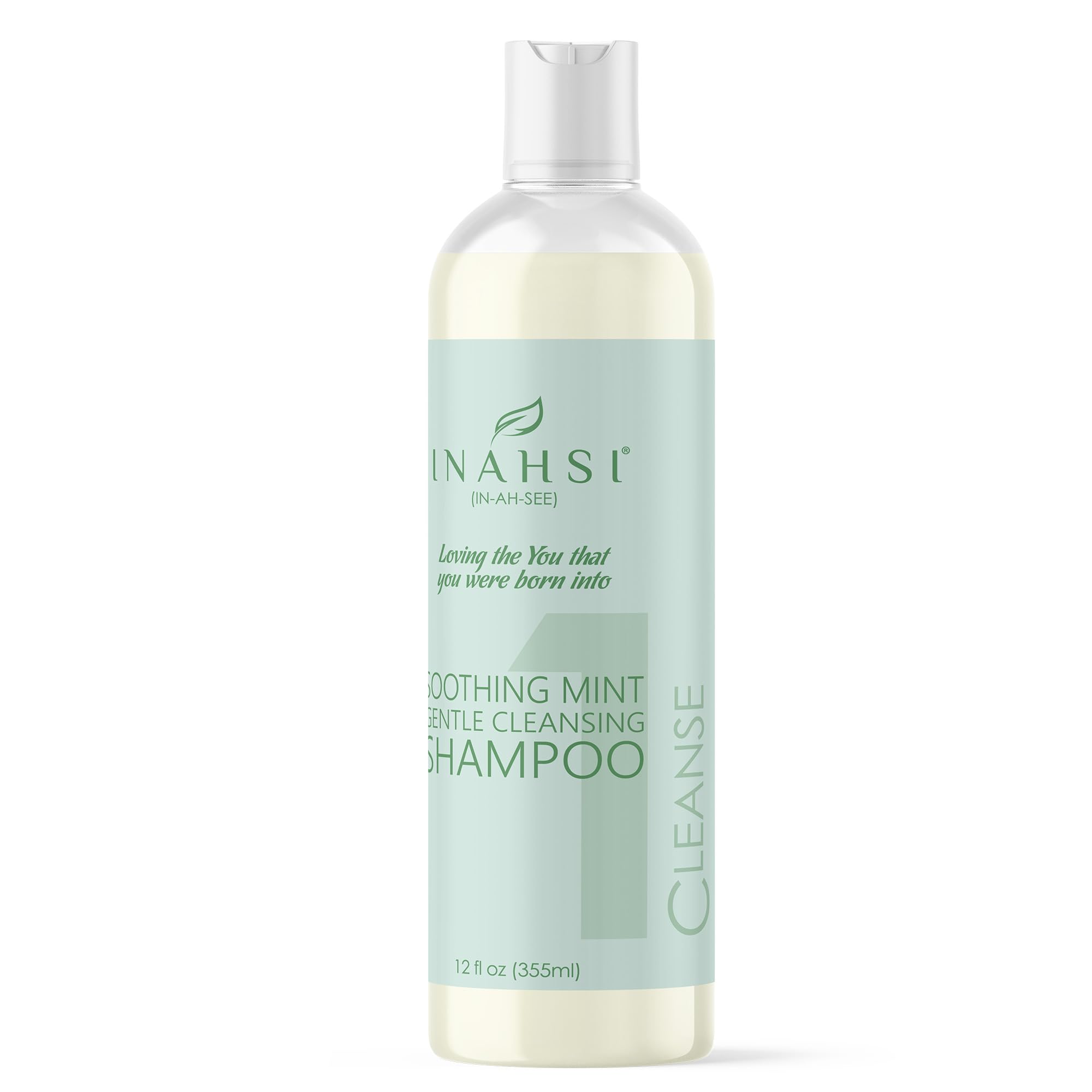 Inahsi Soothing Mint Gentle Cleansing Shampoo – Curl-Friendly, Sulfate-Free, USA Made 12 oz
