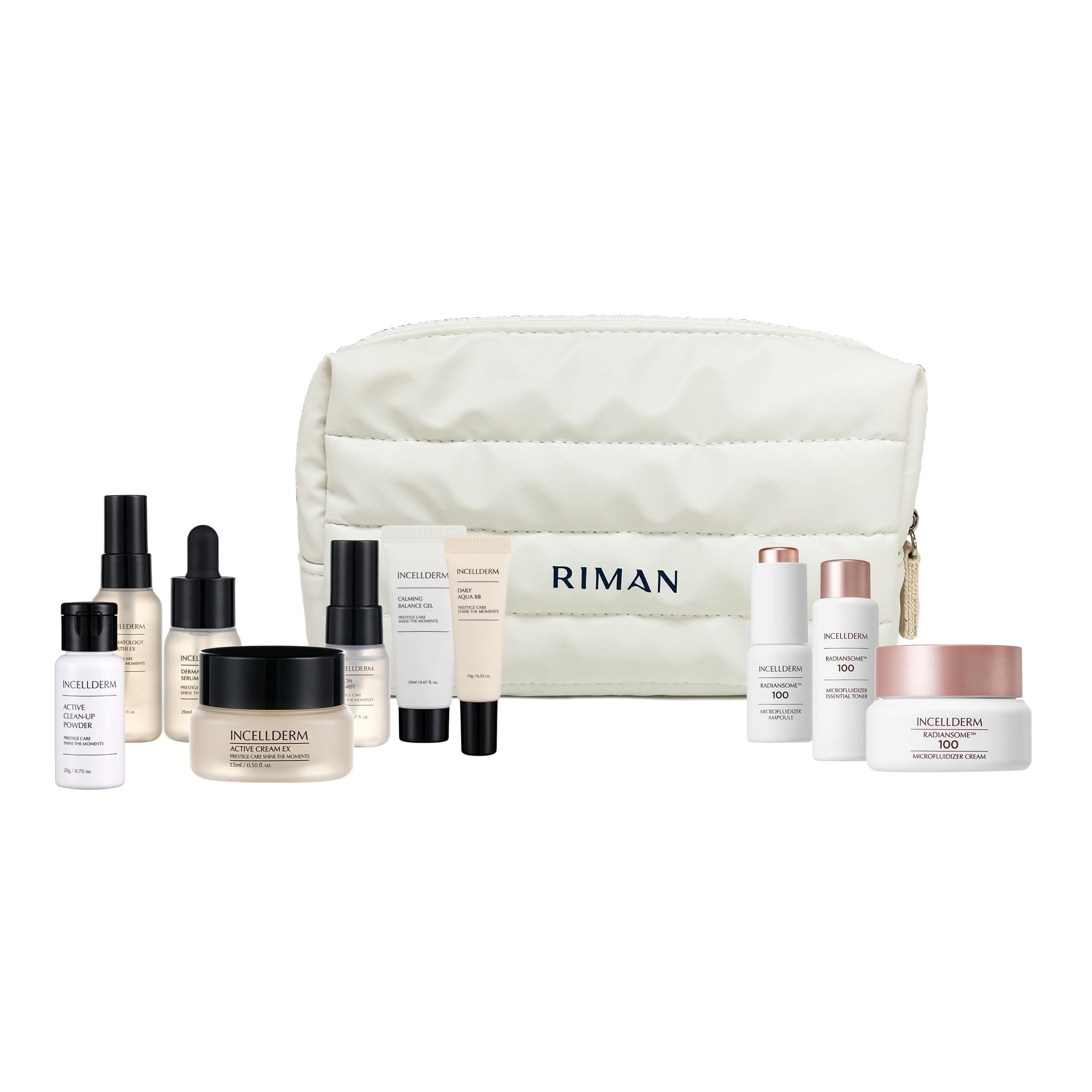 INCELLDERM Riman Travel Kit — 10-Piece Skincare Set for Hydration