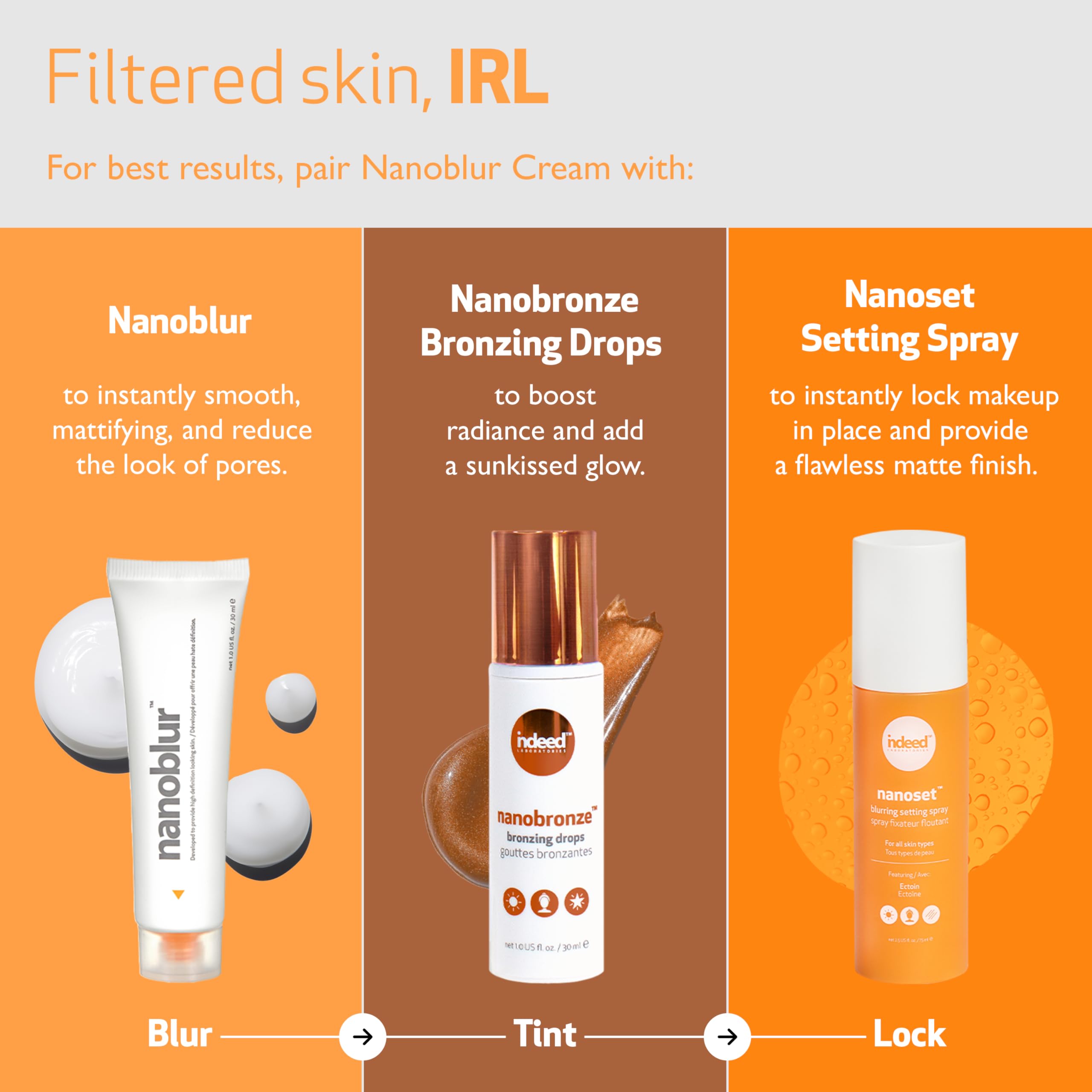 Indeed Labs Nanoblur | Nano-Optic Blur Technology for Instant Even Skin Tone & Softened Lines | Mattifying Blur Cream | All Skin Types | 30 mL