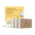 INDIAN SECRETS Scrub Soap with Hyaluronic Acid & Coconut Milk – Moisturizing Dual-Texture Body Soap (Pack of 3)