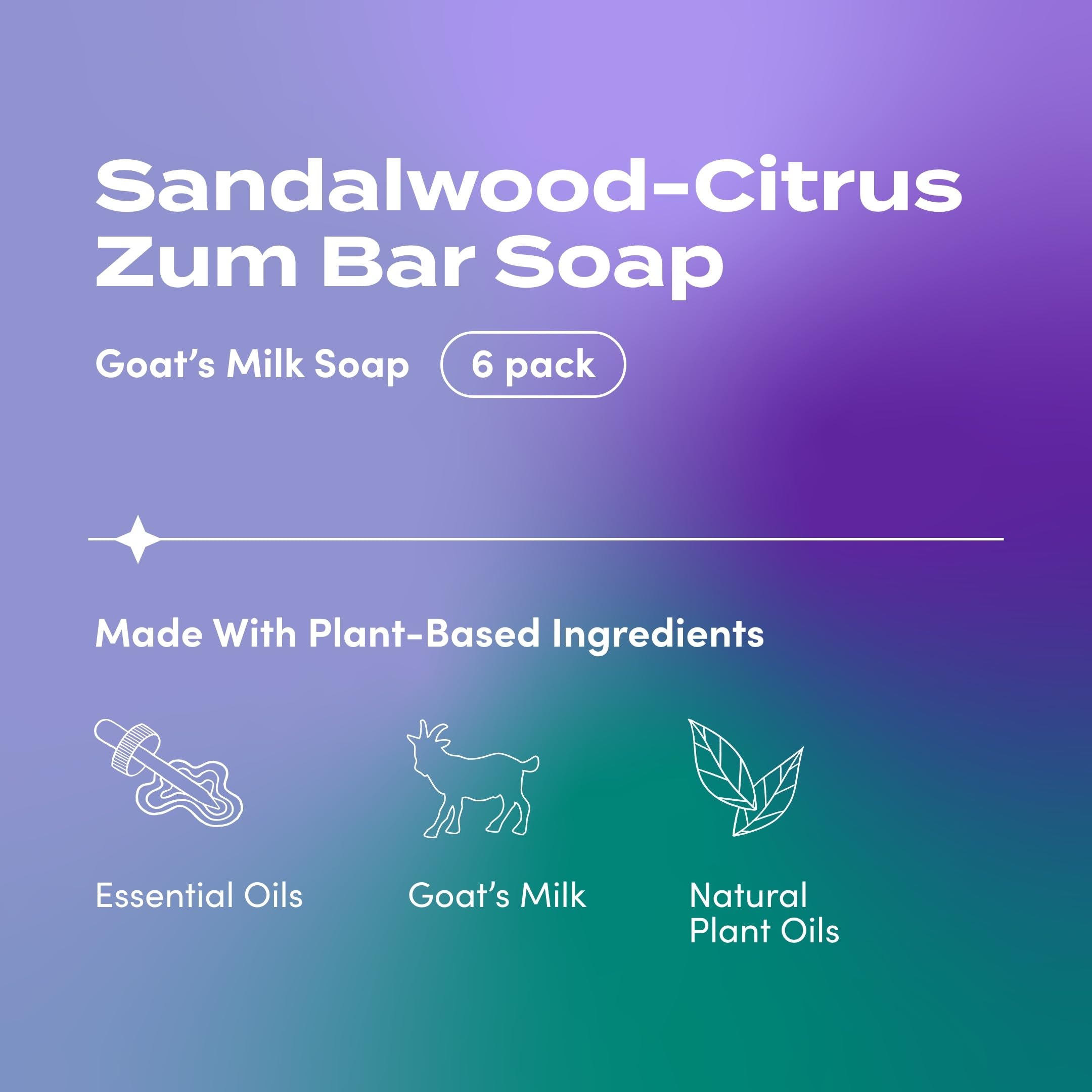 Indigo Wild Zum Goat Milk Soap Bar – Sandalwood-Citrus, 3 oz, 6 Pack | Hand & Body Soap
