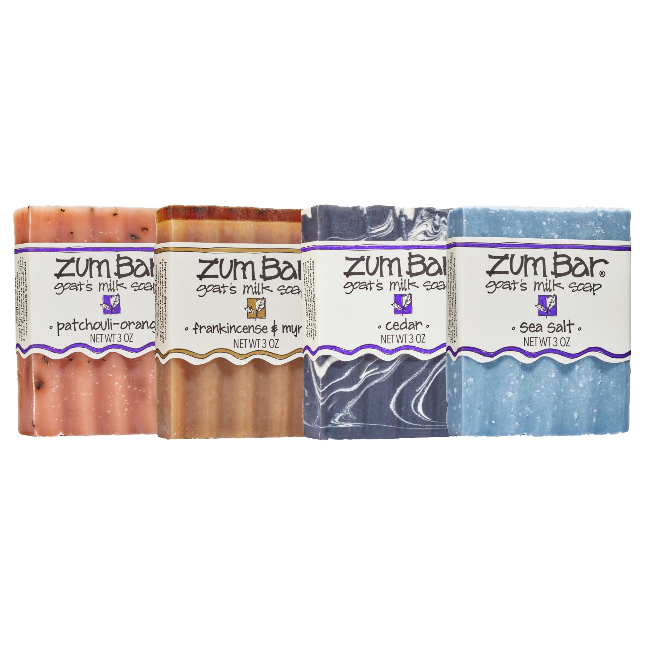 Indigo Wild Zum Goat Milk Soap Bar – 3 oz, Essential Oils, Earth & Sea Blends (4 Pack)