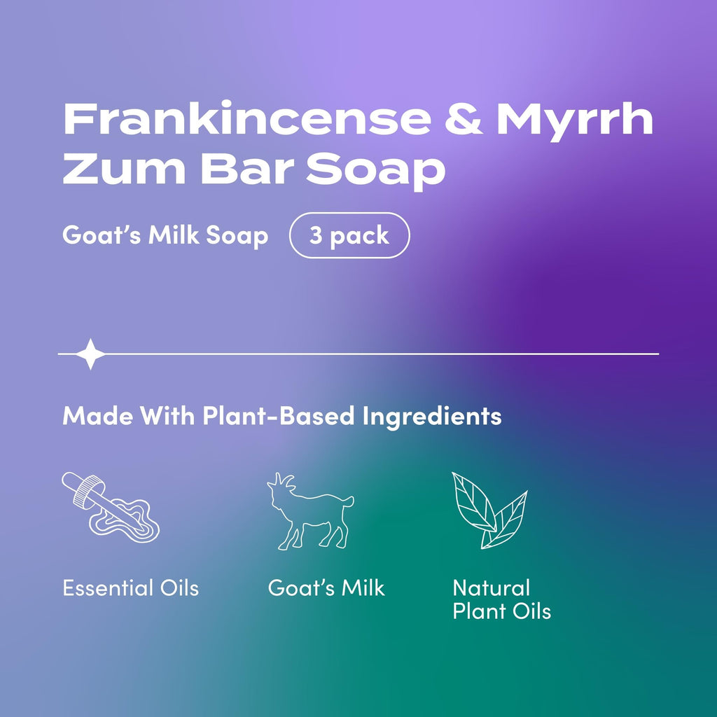 Indigo Wild Zum Goat Milk Soap Bar – Frankincense & Myrrh, 3 oz, 3-Pack