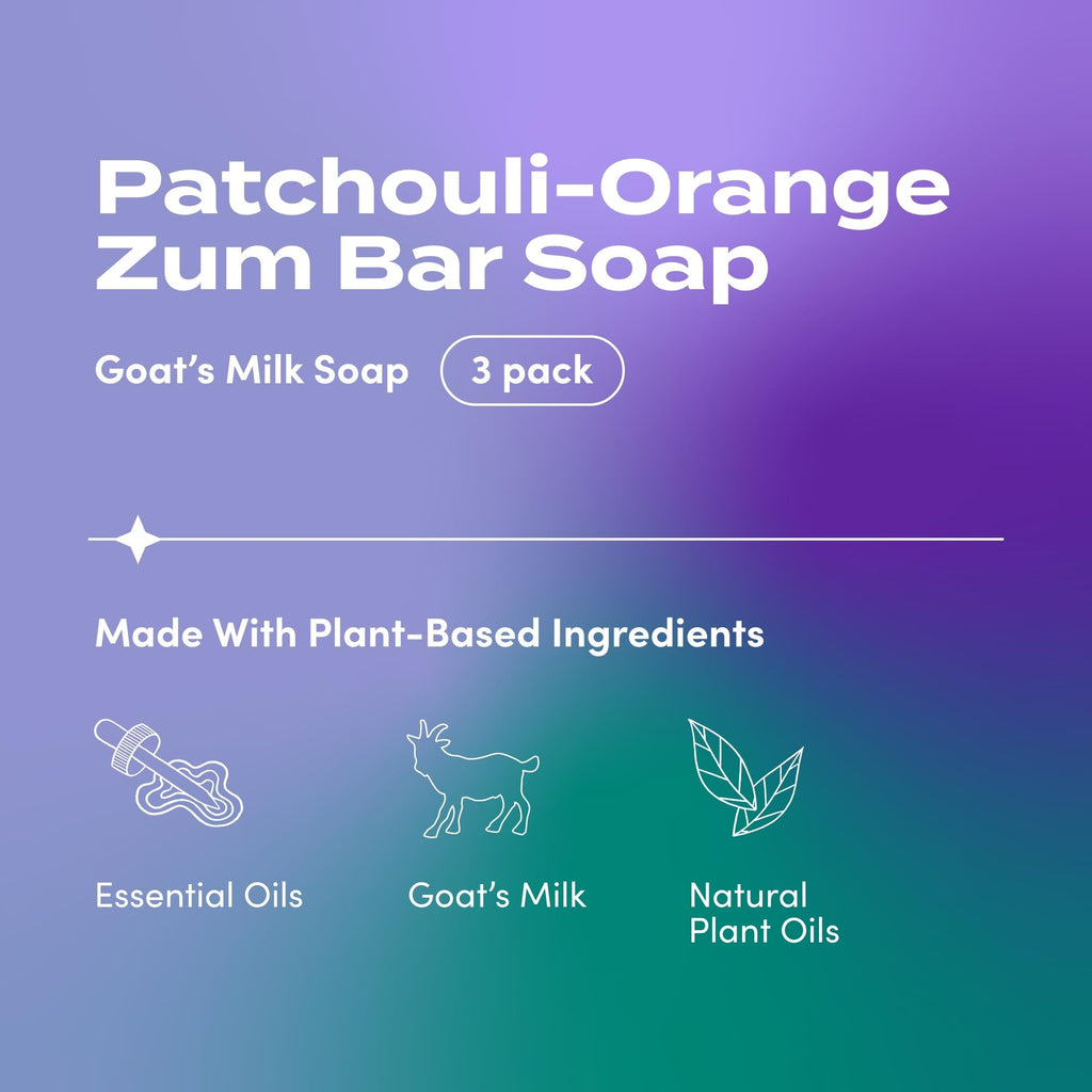 Indigo Wild Zum Goat Milk Soap Bar – Patchouli-Orange (3 Pack) | Hand & Body