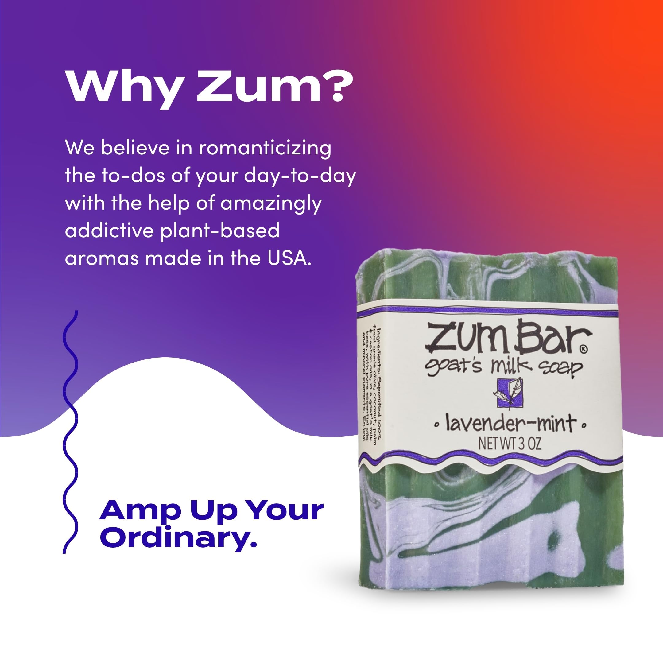 Indigo Wild Zum Goat's Milk Soap Bar – Lavender-Mint, 3 oz (3 Pack) | Hand & Body Soap with Essential Oils