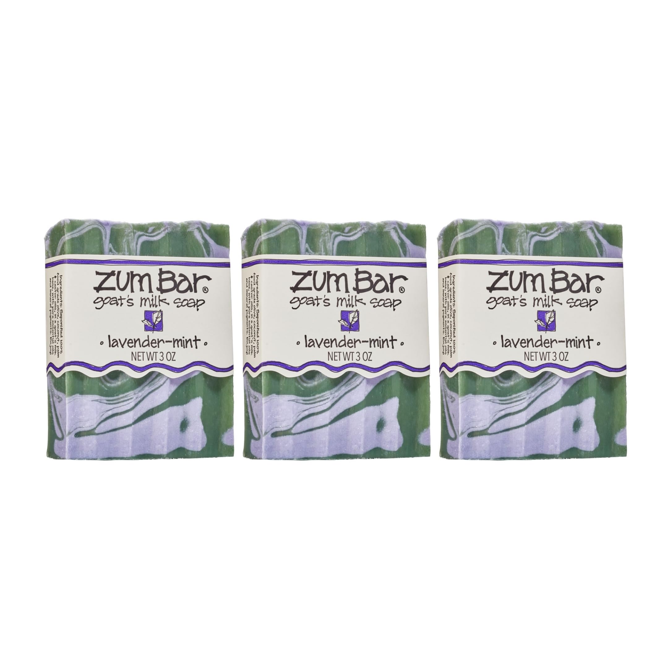 Indigo Wild Zum Goat's Milk Soap Bar – Lavender-Mint, 3 oz (3 Pack) | Hand & Body Soap with Essential Oils