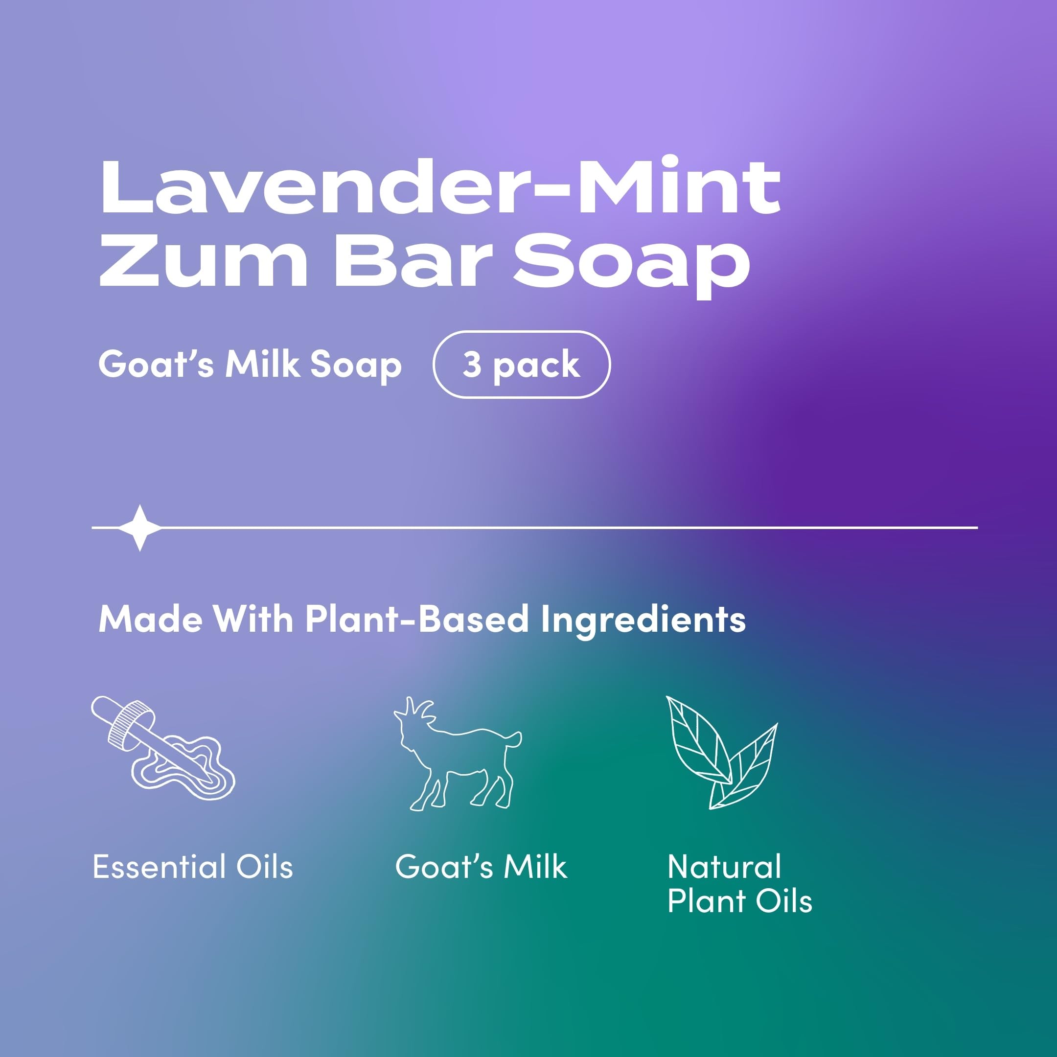 Indigo Wild Zum Goat's Milk Soap Bar – Lavender-Mint, 3 oz (3 Pack) | Hand & Body Soap with Essential Oils