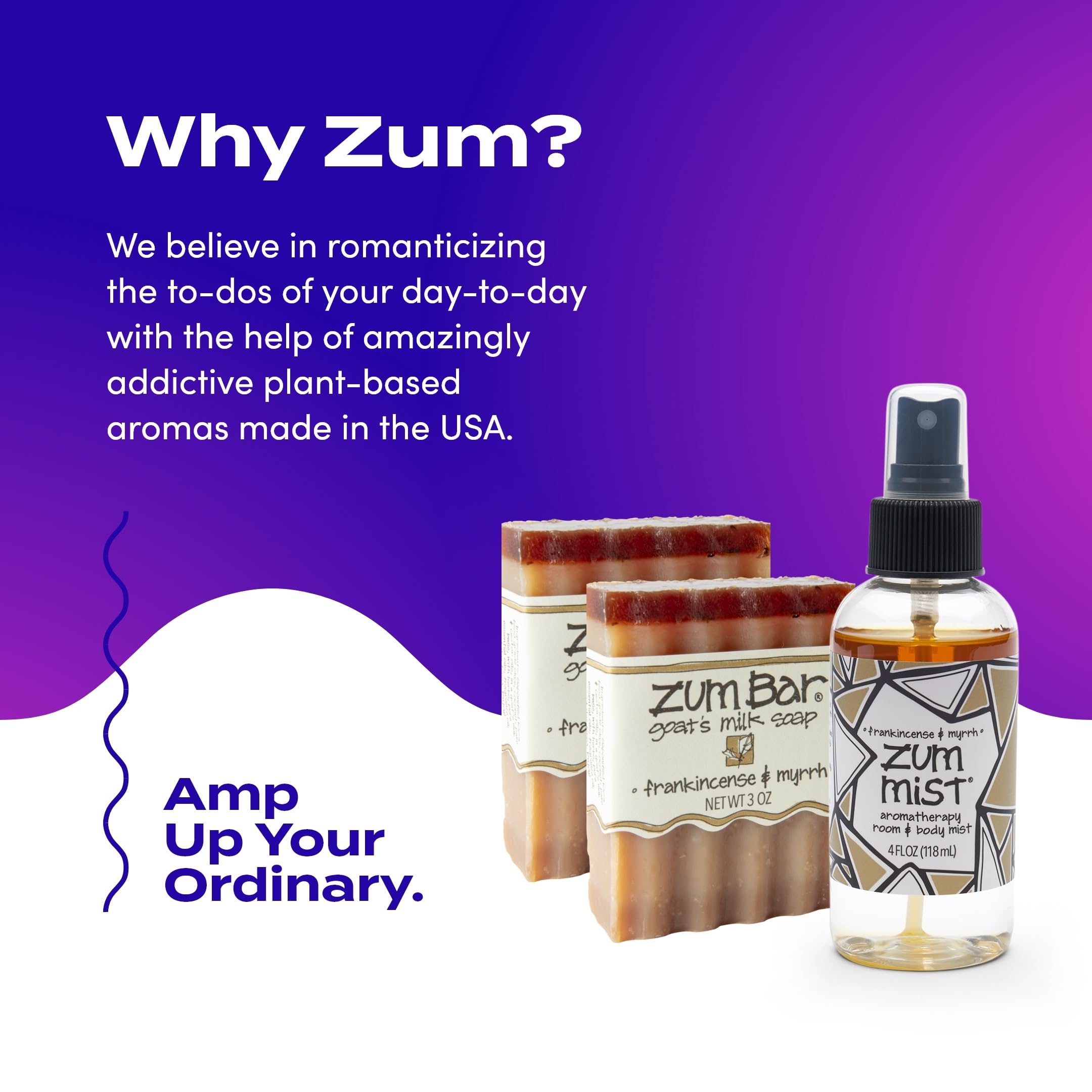 Zum Indigo Wild Bundle: Goat Milk Soap Bars (2x 3 oz) + Zum Mist (4 fl oz) – Frankincense & Myrrh Scent