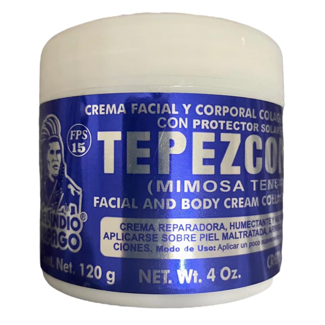 Indio Papago Tepezcohuite Skin Cream SPF-15 | Collagen & Vitamin E, 120g