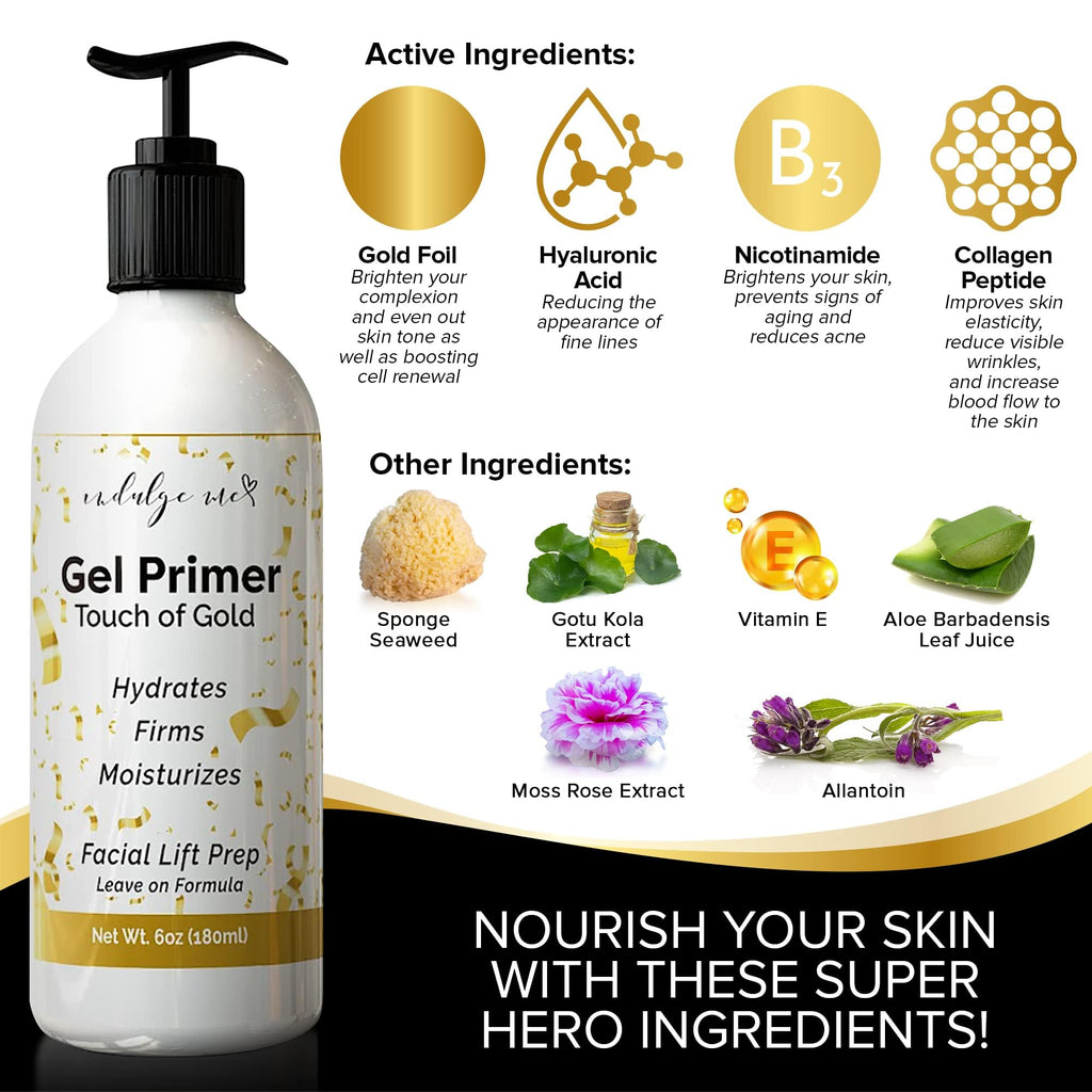 IndulgeMe Conductive Gel – Facial Hydrating Primer with Hyaluronic Acid, Collagen Peptide, Niacinamide & Gold Foil