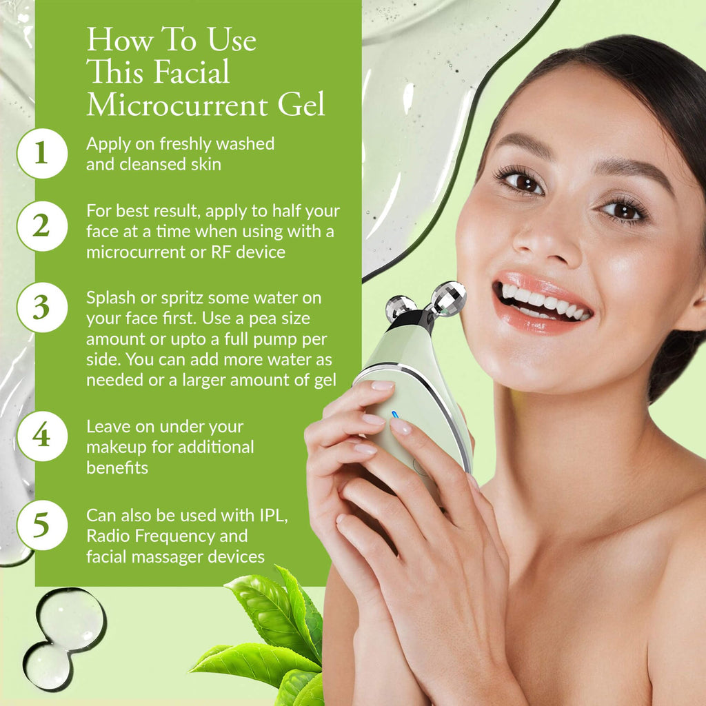 IndulgeMe Facial Conductive Gel for Microcurrent Devices – Korean Green Tea, Aloe & Hyaluronic Acid
