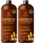 INFINA ESSENTIALS Castor Oil Shampoo & Conditioner Set – Rosemary & Peppermint for Scalp Nourishment, 16 oz