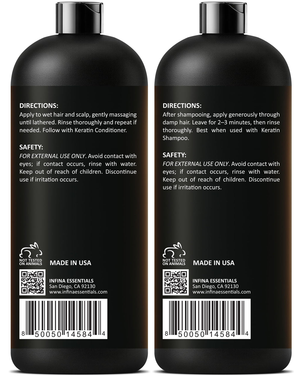 INFINA ESSENTIALS Keratin Shampoo & Conditioner Set – 16 fl oz Each | Batana Oil & Bamboo Extract