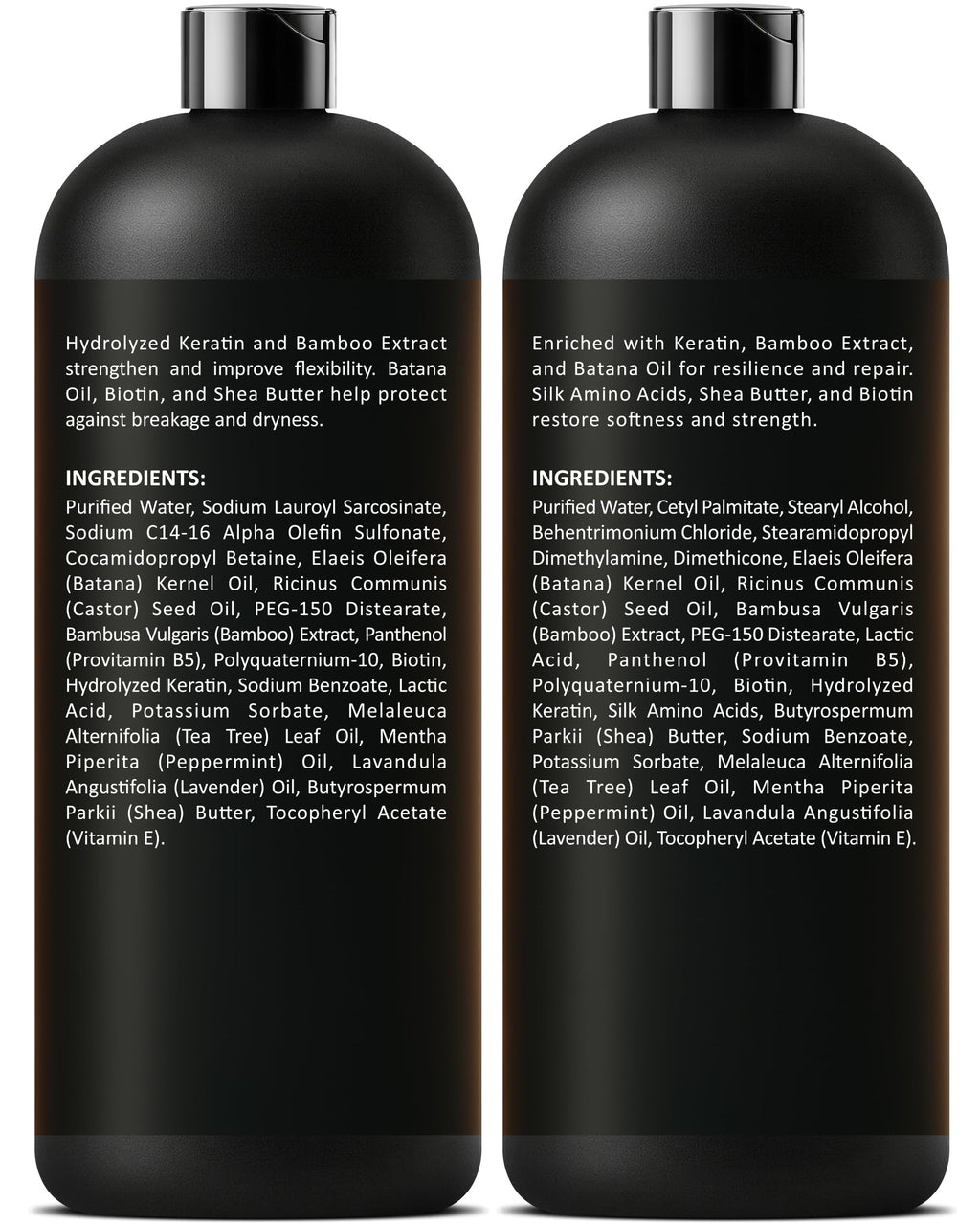 INFINA ESSENTIALS Keratin Shampoo & Conditioner Set – 16 fl oz Each | Batana Oil & Bamboo Extract