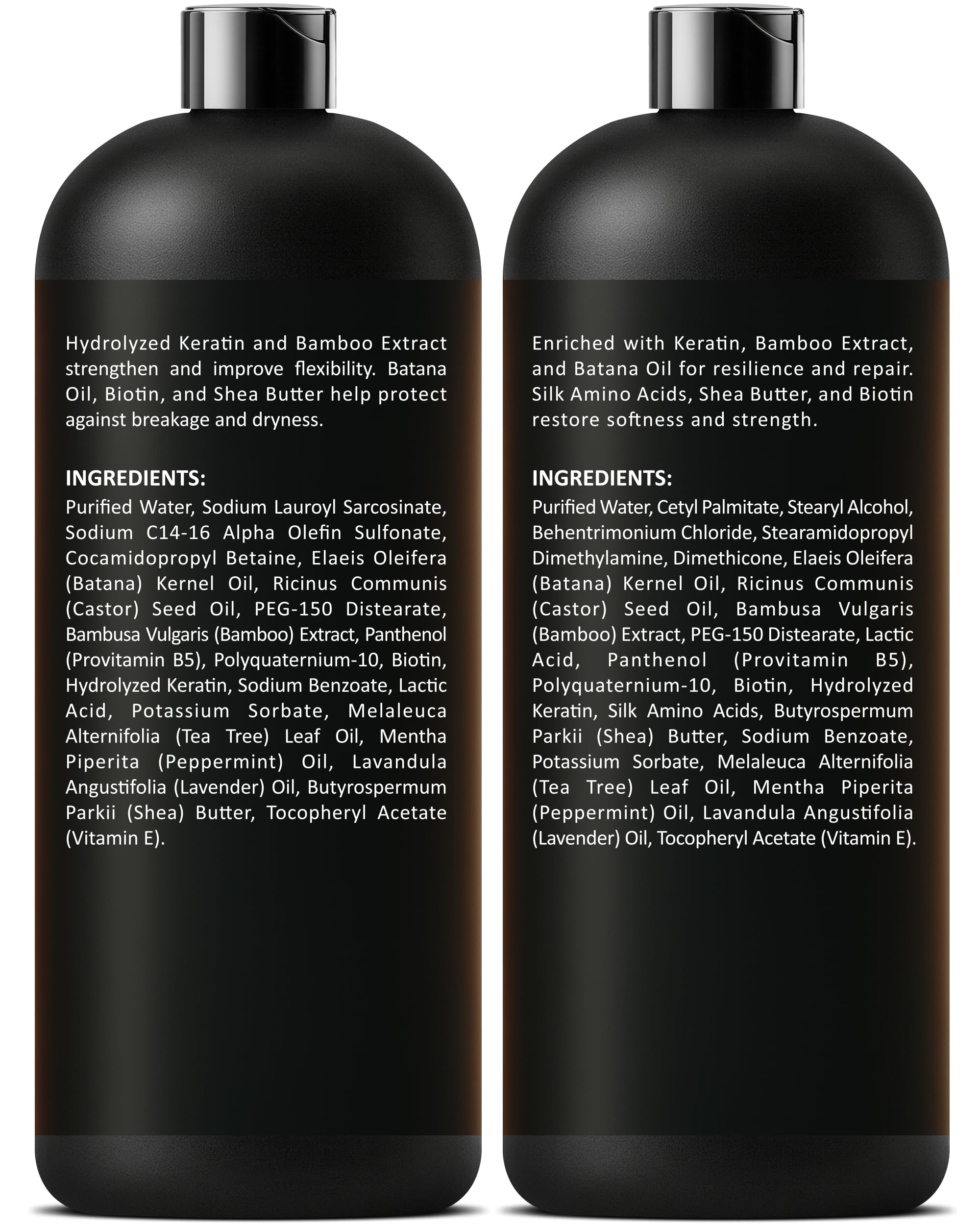 INFINA ESSENTIALS Keratin Shampoo & Conditioner Set – 16 fl oz Each | Batana Oil & Bamboo Extract