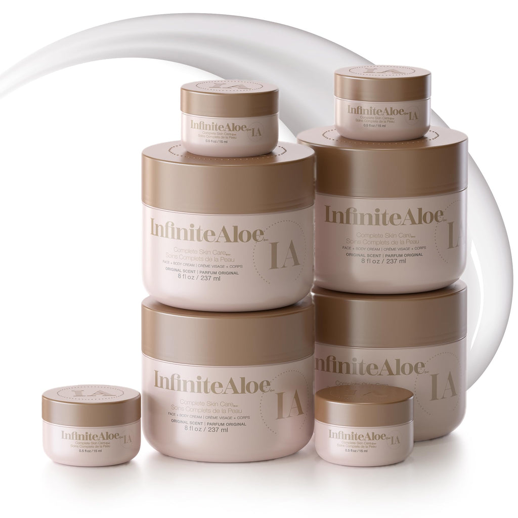 InfiniteAloe Complete Skin Care – Aloe Vera Moisturizer for All Skin Types (8oz Jar + Travel Jars)