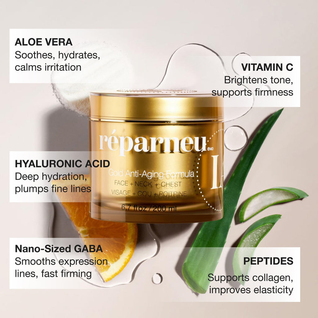 InfiniteAloe reparneu Gold Anti-Aging Formula – Neck Firming, Face Tightening