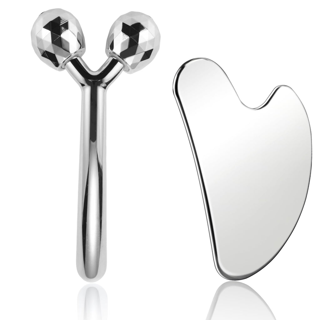 InfiniteRelax Face Massager – Metal Roller & Gua Sha Tool for Spa-Like Skincare