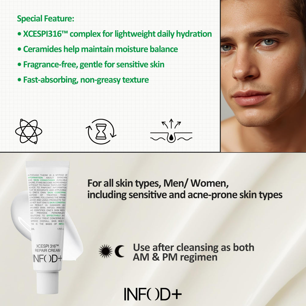 INFODPLUS Korean Skin Care Sensitive Face Cream – Lightweight Ceramides & Panthenol Moisturizer (50ml)