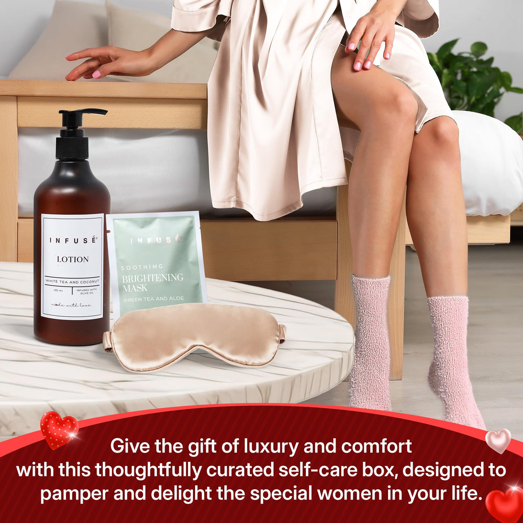 INFUSÉ 10-Piece Spa Gift Box for Women | Eye Mask, Bath Bombs, Face Masks & More